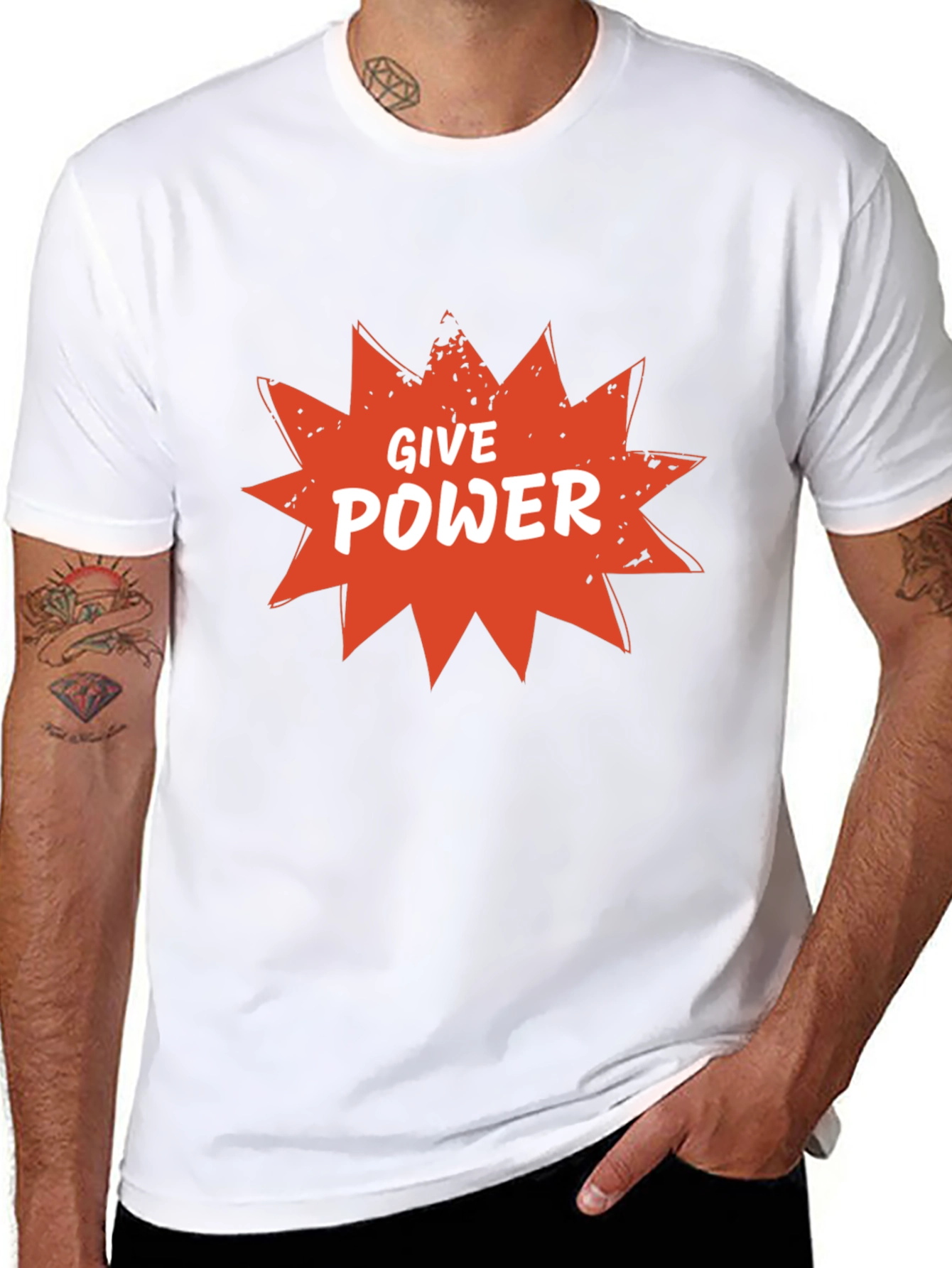 Give Power Graphic Tee - Black Cotton Blend