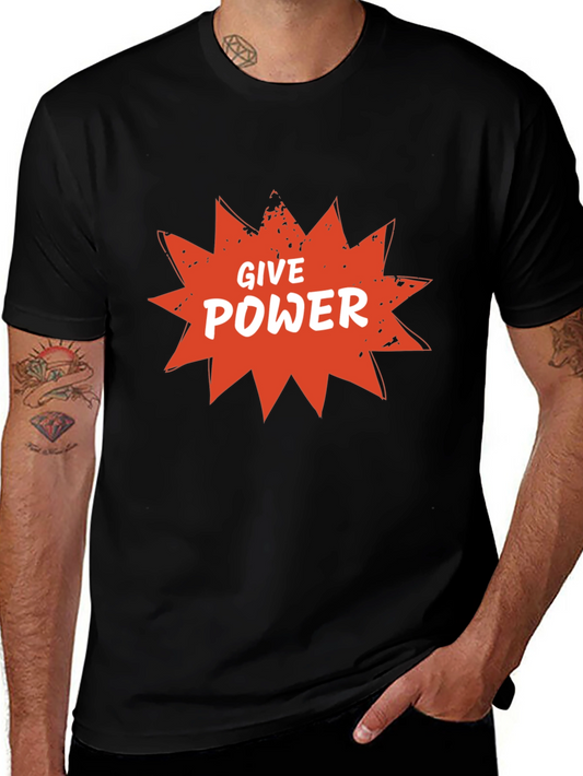 Give Power Graphic Tee - Black Cotton Blend