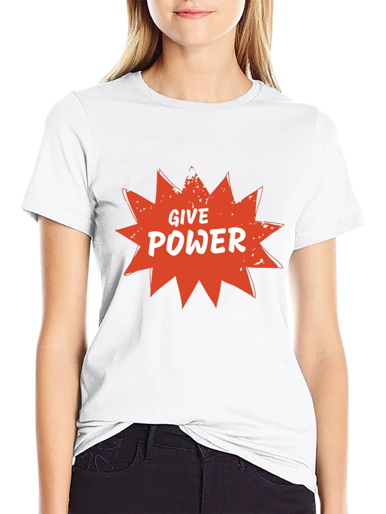 Give Power Graphic Tee - Black Cotton Blend