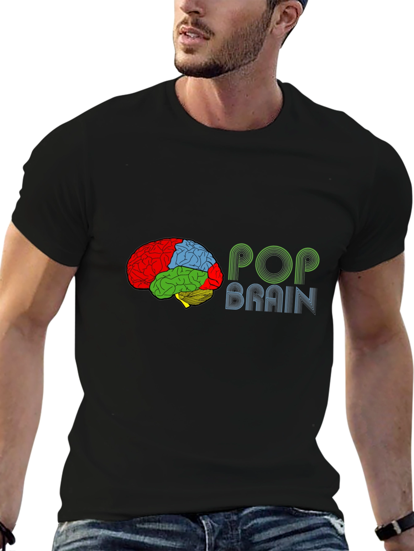 Pop Brain Graphic Tee - Black Cotton T-Shirt