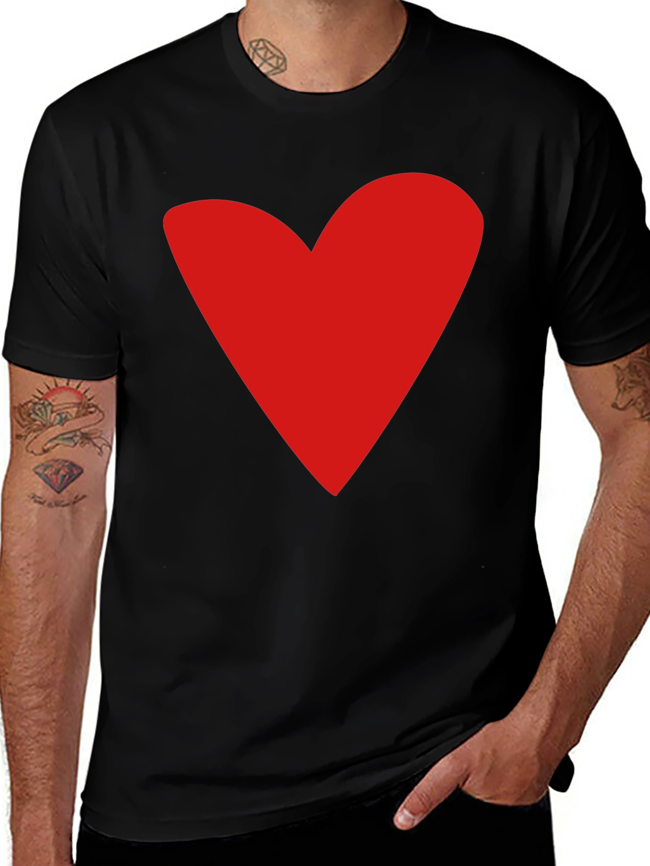 Heart Print Black T-Shirt - Express Your Love