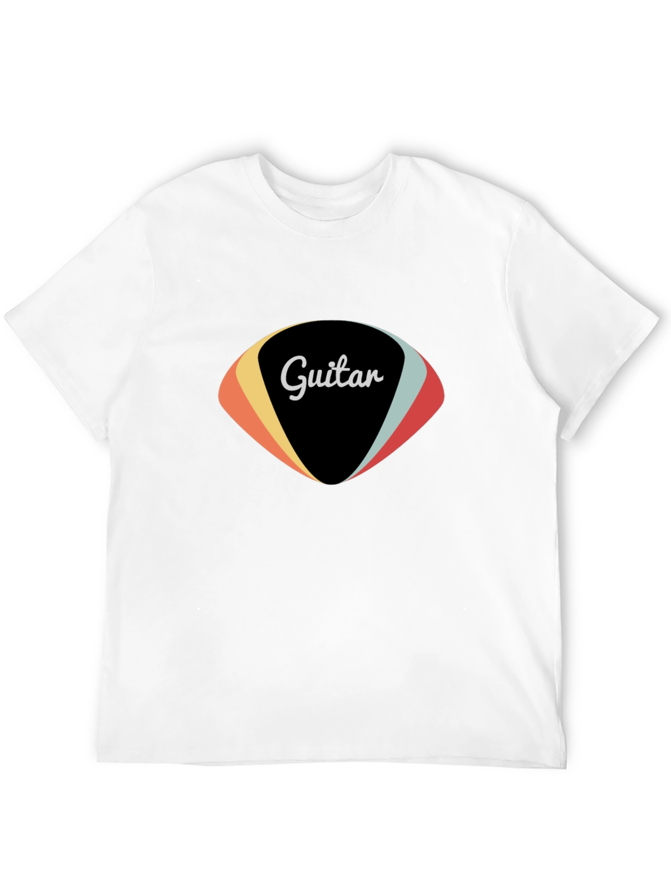 Retro Guitar Pick Graphic Tee - Black Cotton