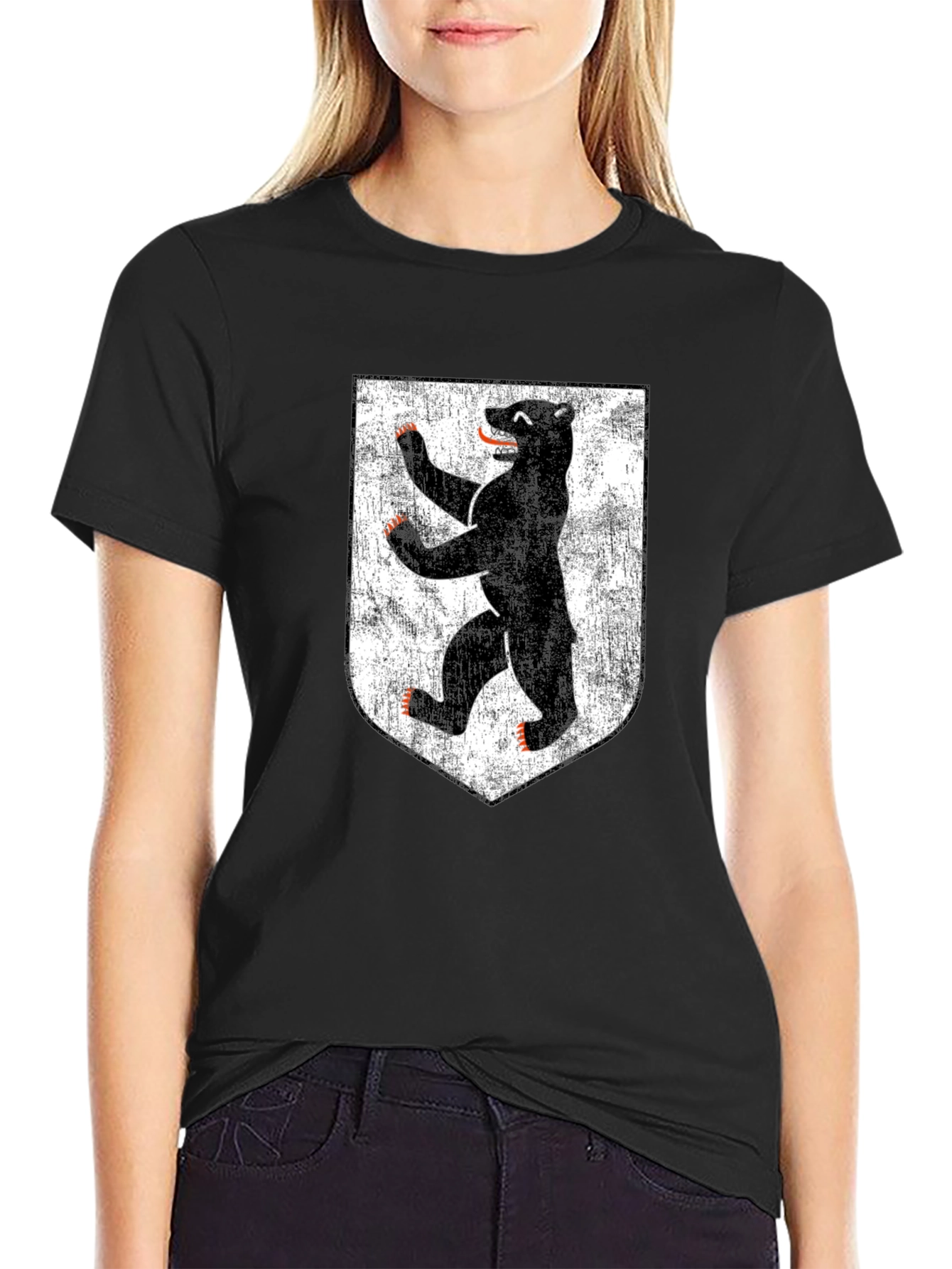Berlin Bear Graphic T-Shirt - Distressed Shield Design