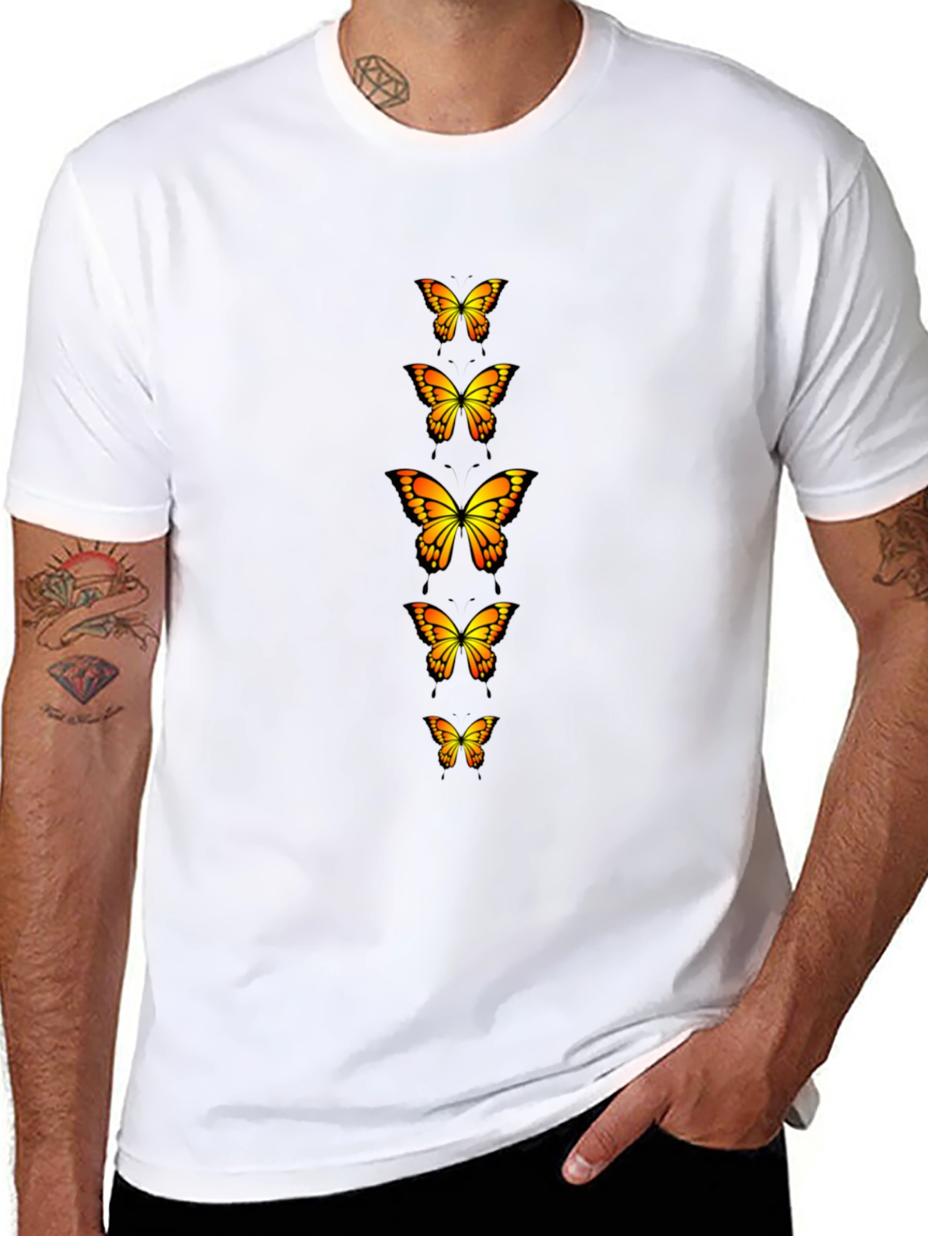 Butterfly Print T-Shirt - Black