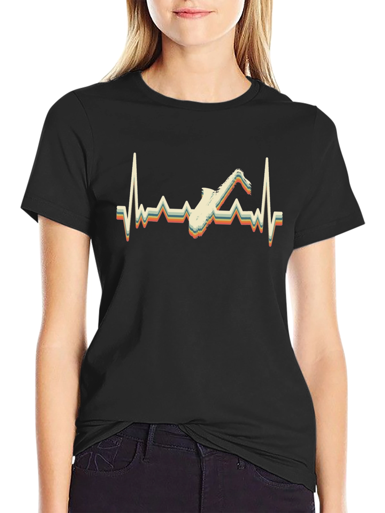 Saxophone Heartbeat Retro T-Shirt