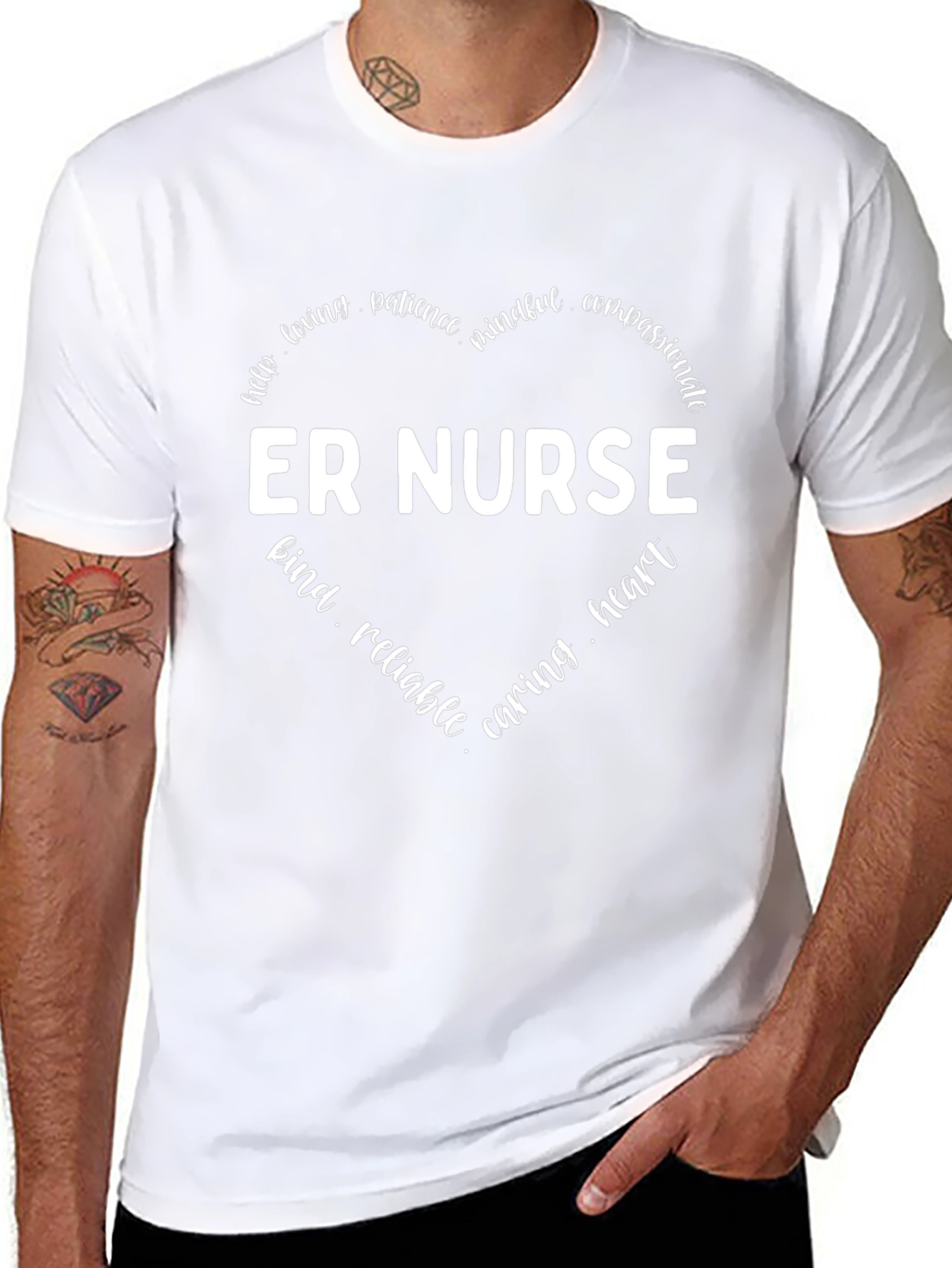 ER Nurse Heart Graphic Tee - Black Cotton Shirt