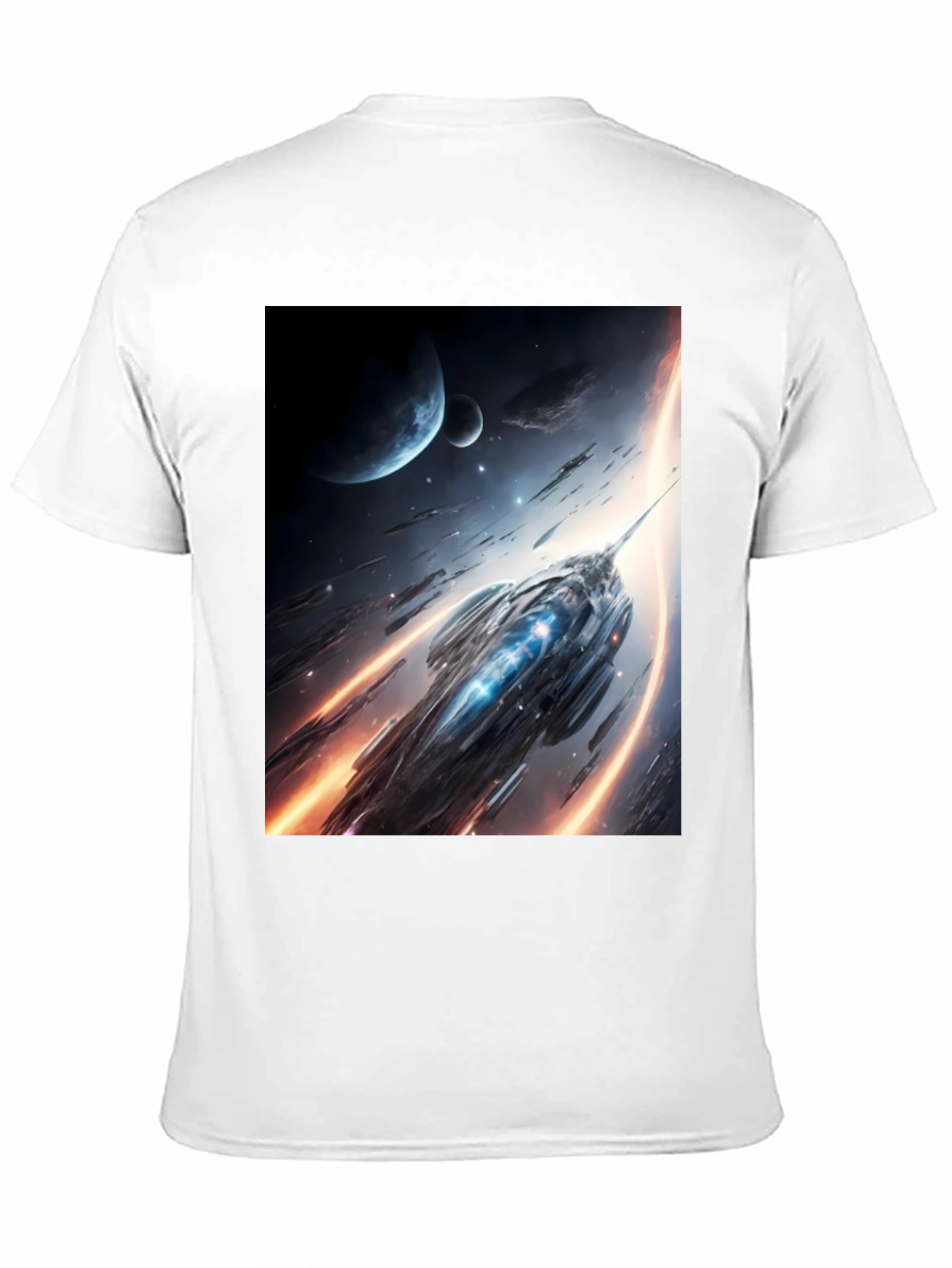 Sci-Fi Spaceship Graphic Black T-Shirt