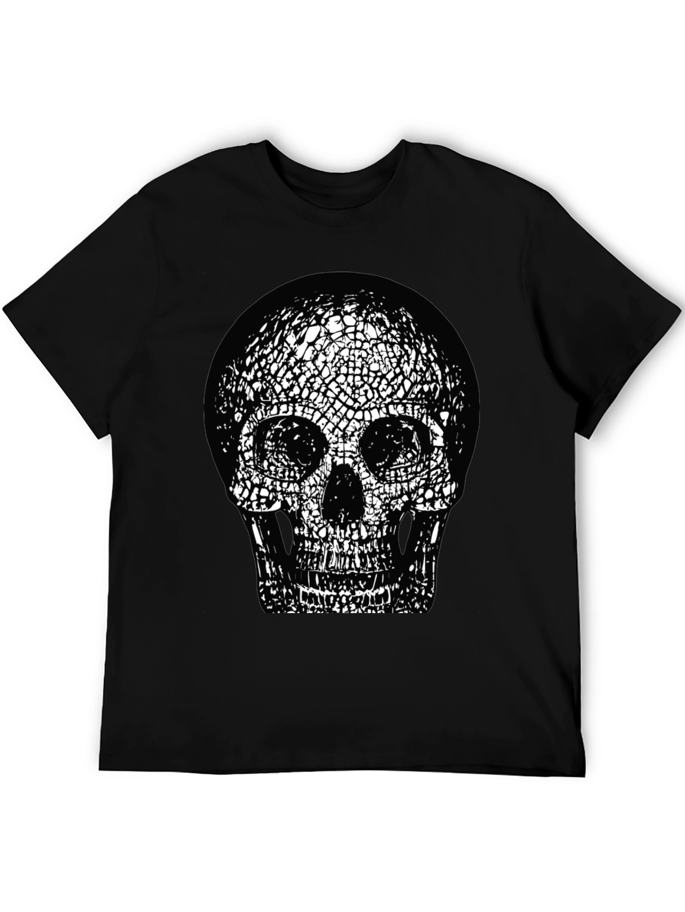 Skull Graphic Print Black Crew Neck T-Shirt