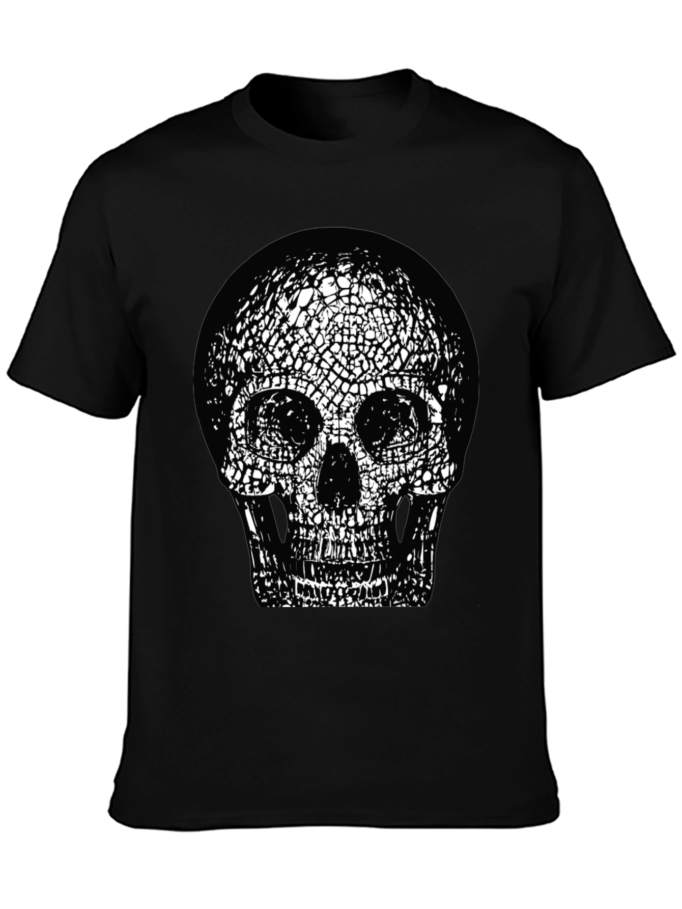 Skull Graphic Print Black Crew Neck T-Shirt