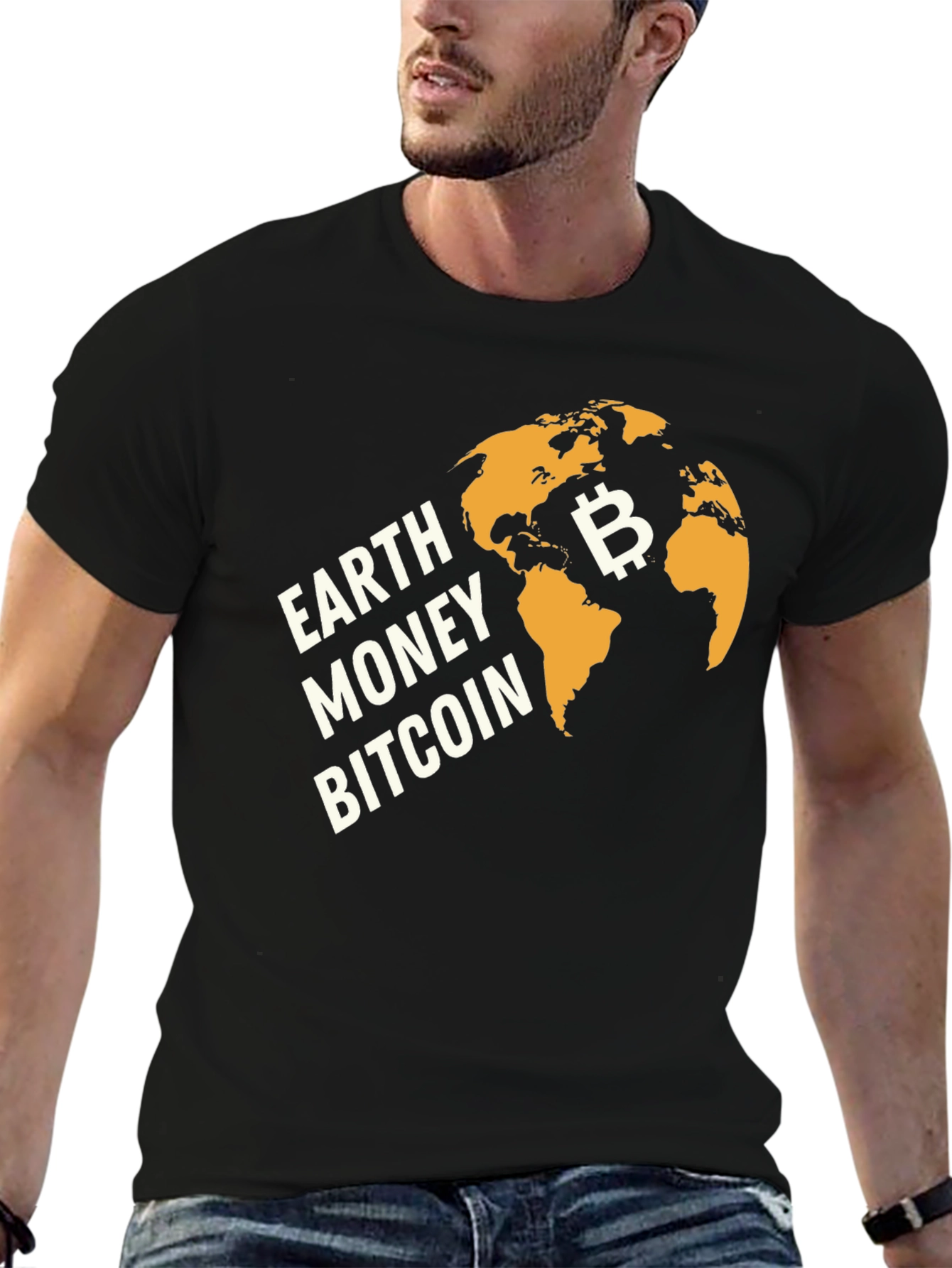 Earth Money Bitcoin Graphic T-Shirt
