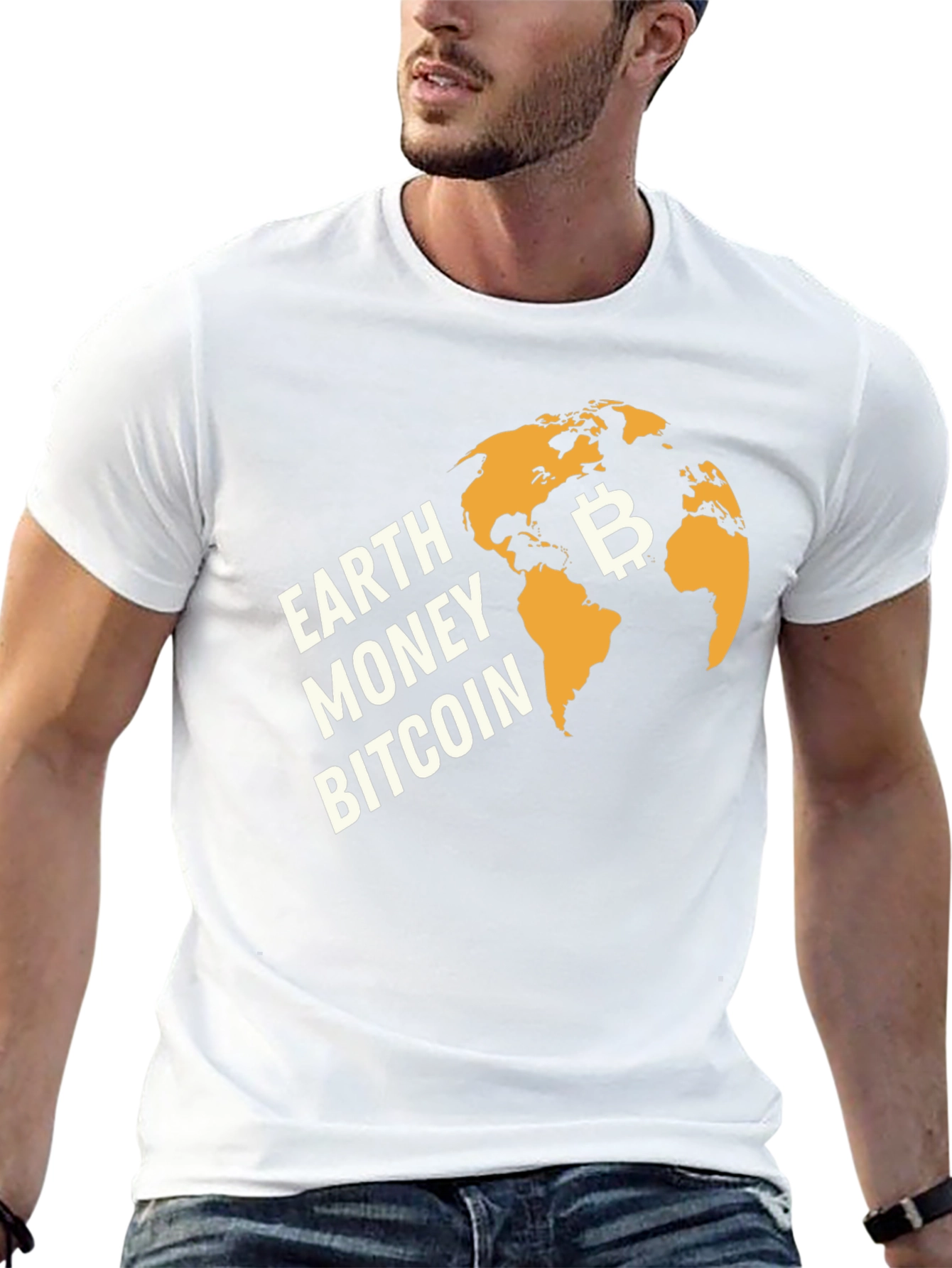 Earth Money Bitcoin Graphic T-Shirt