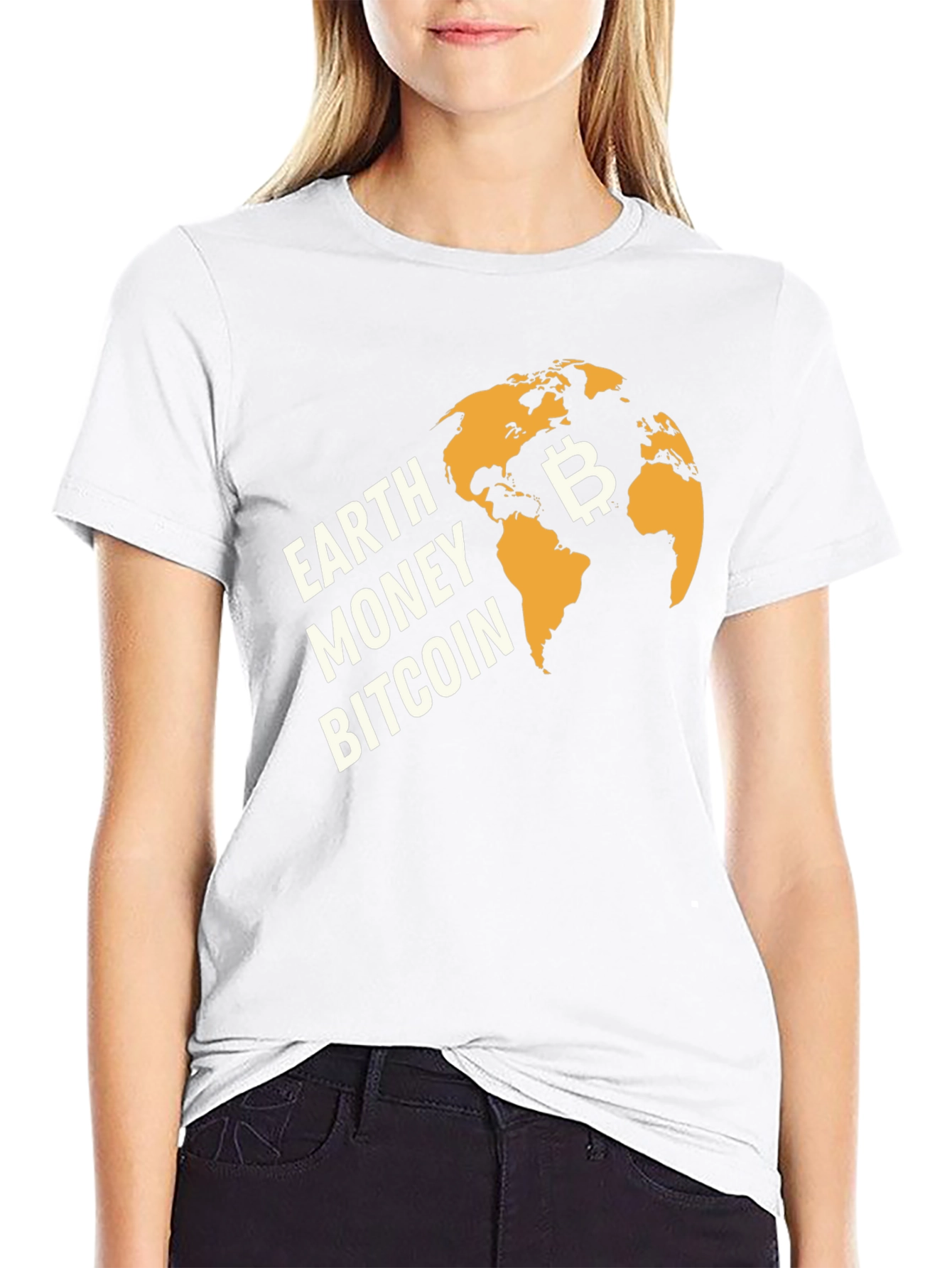 Earth Money Bitcoin Graphic T-Shirt