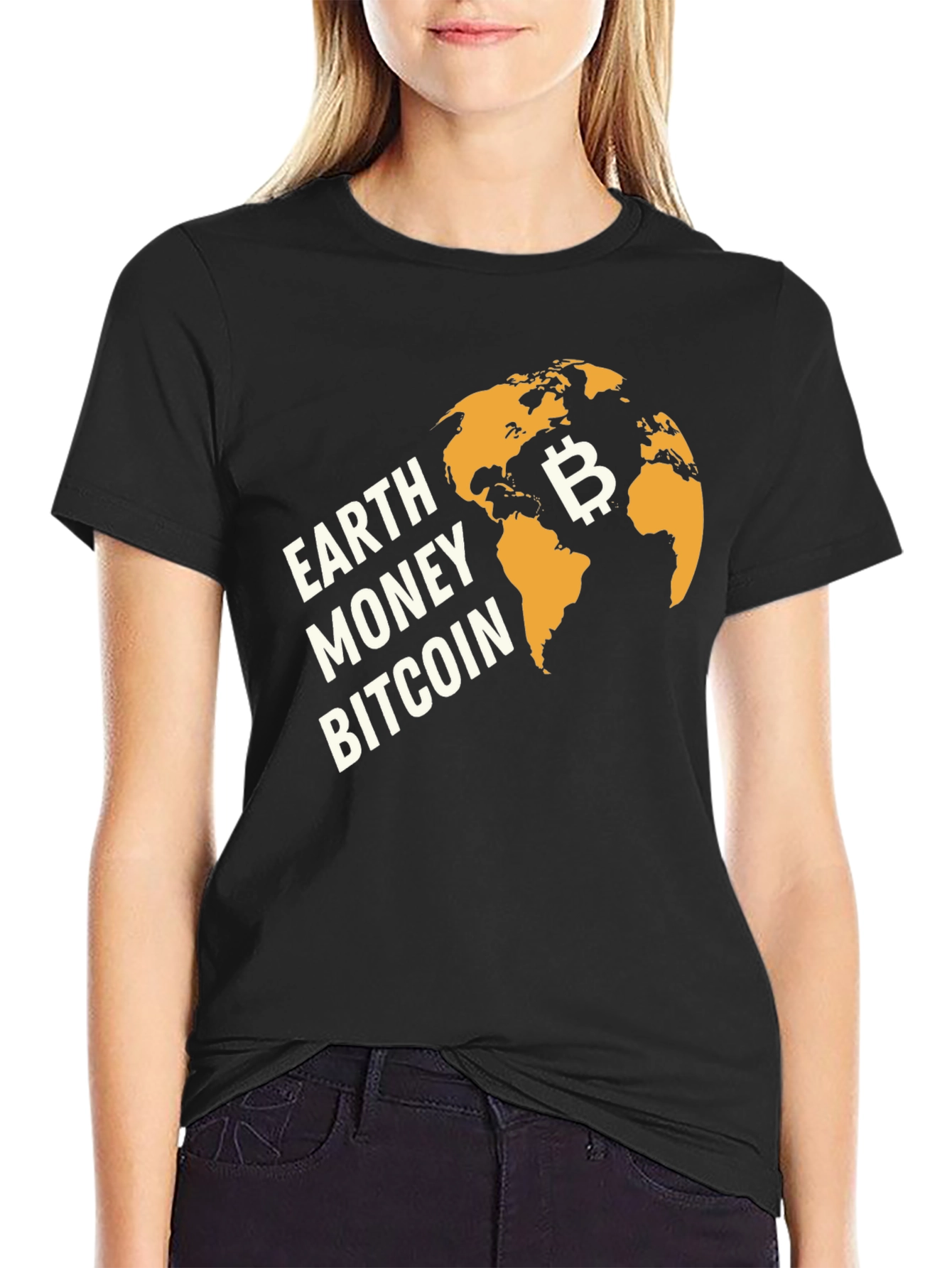 Earth Money Bitcoin Graphic T-Shirt