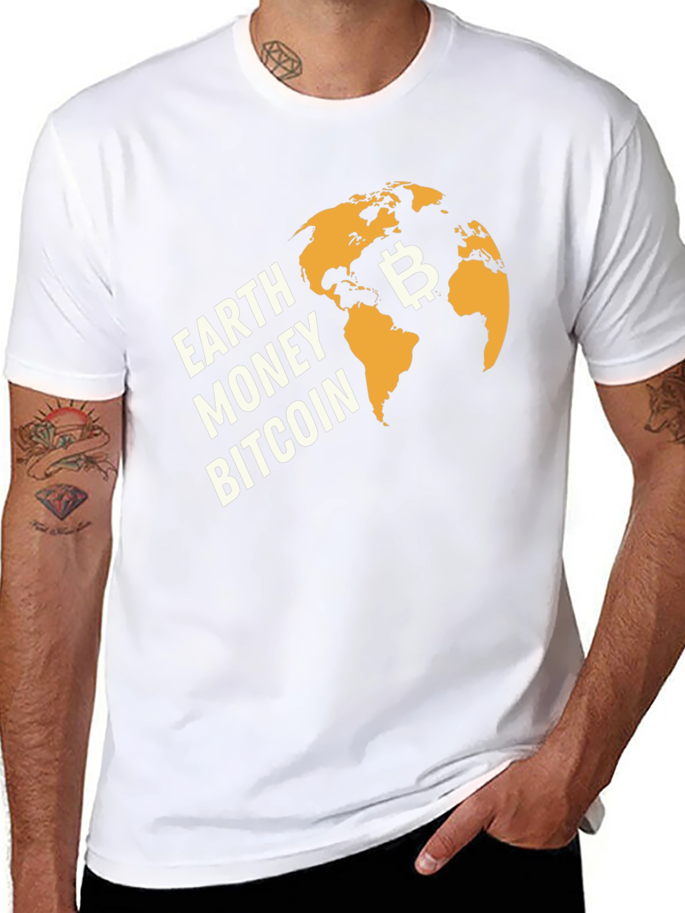 Earth Money Bitcoin Graphic T-Shirt
