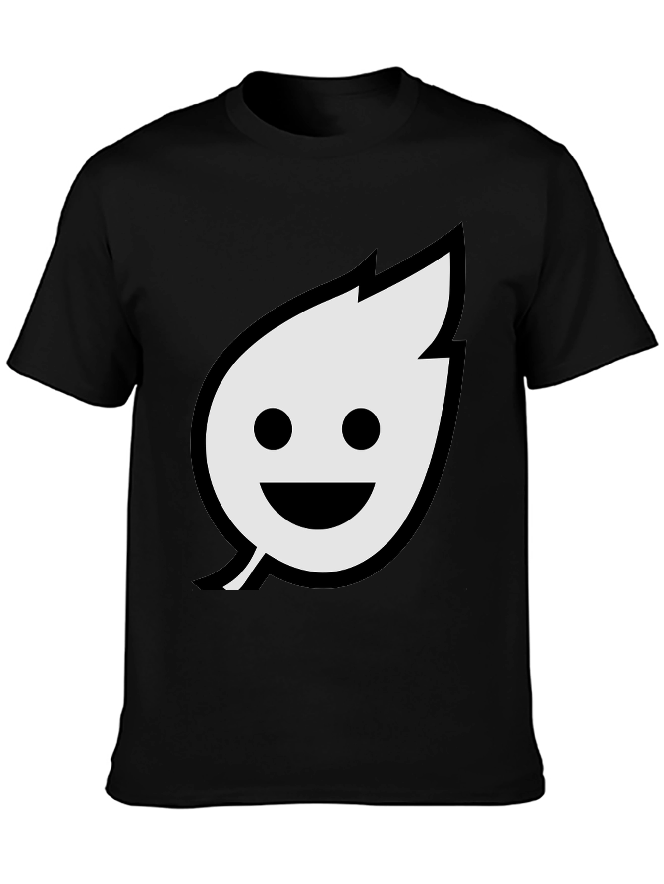 Smiley Leaf Graphic T-Shirt - Black
