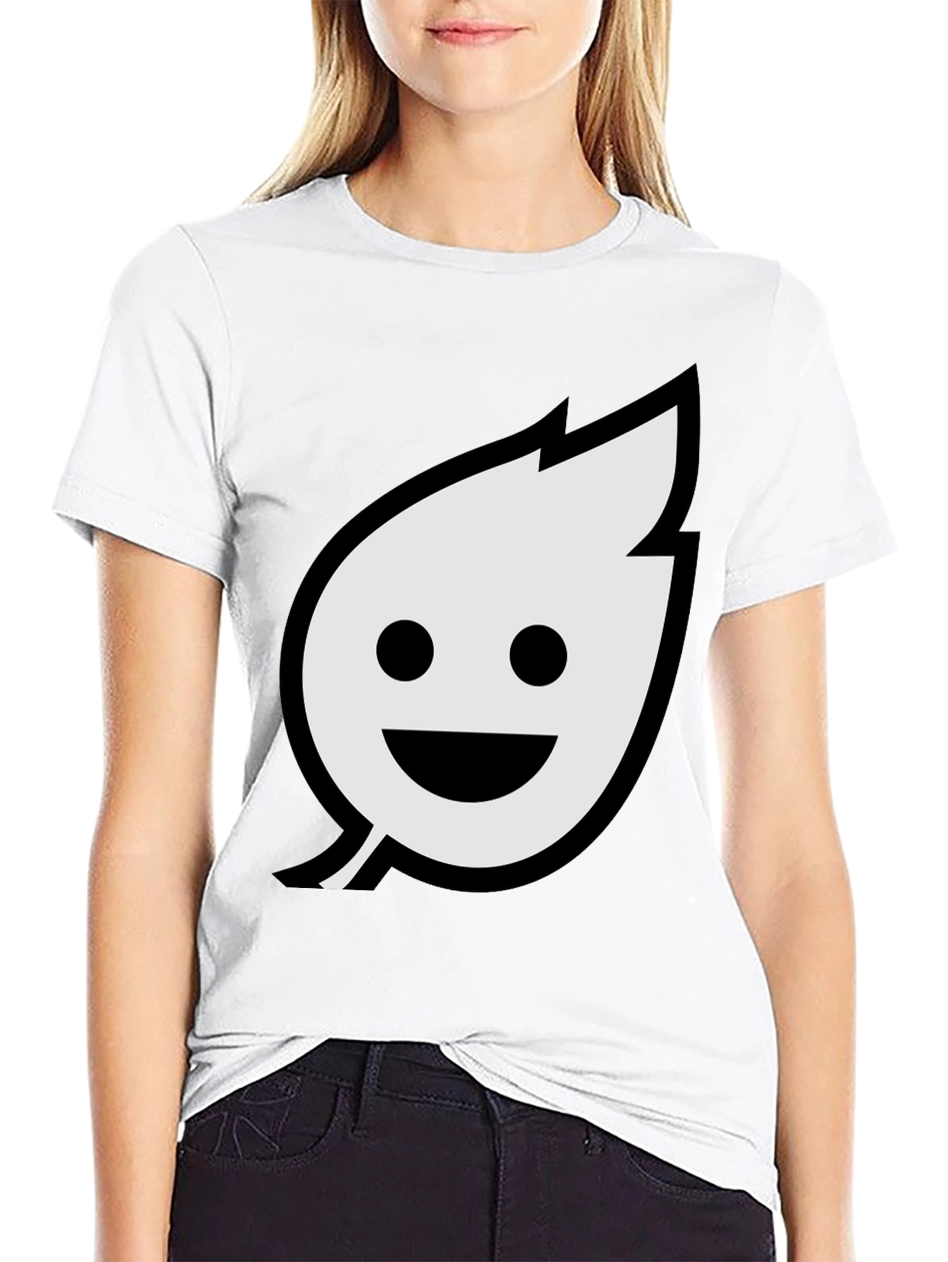Smiley Leaf Graphic T-Shirt - Black