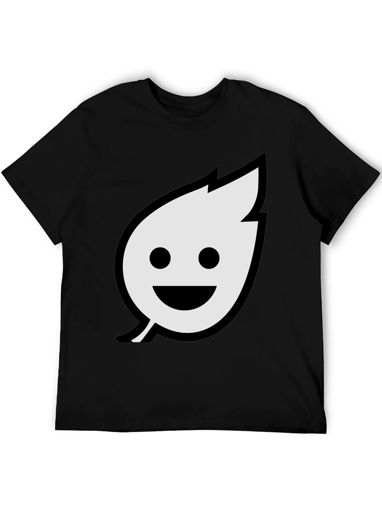 Smiley Leaf Graphic T-Shirt - Black