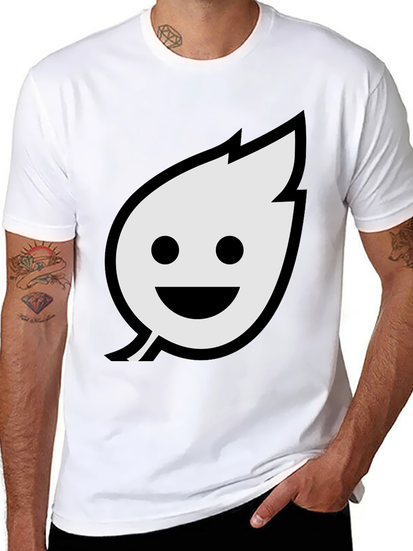 Smiley Leaf Graphic T-Shirt - Black
