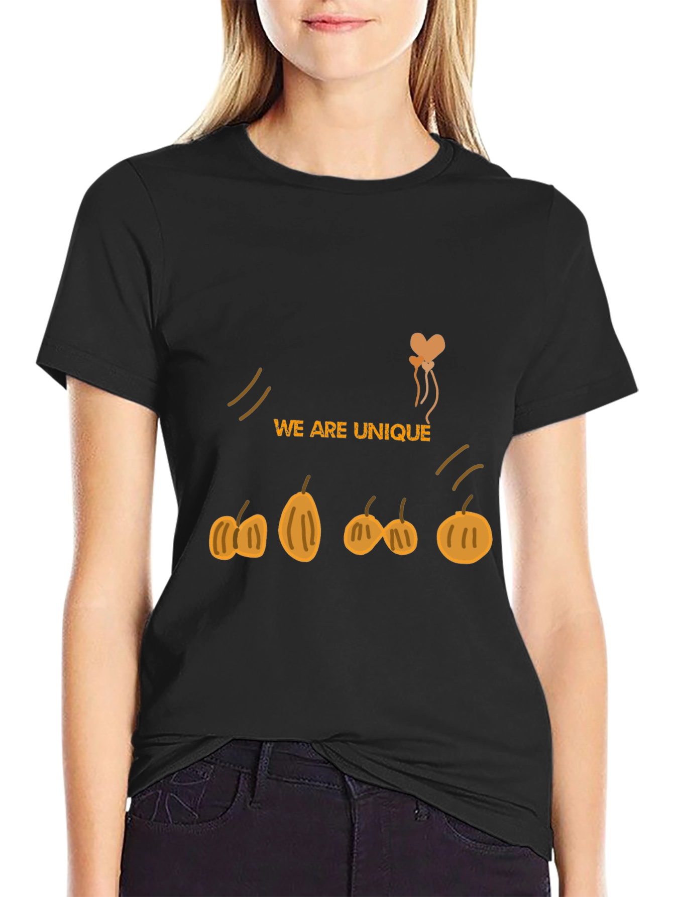 Unique Pumpkin Design Black T-Shirt