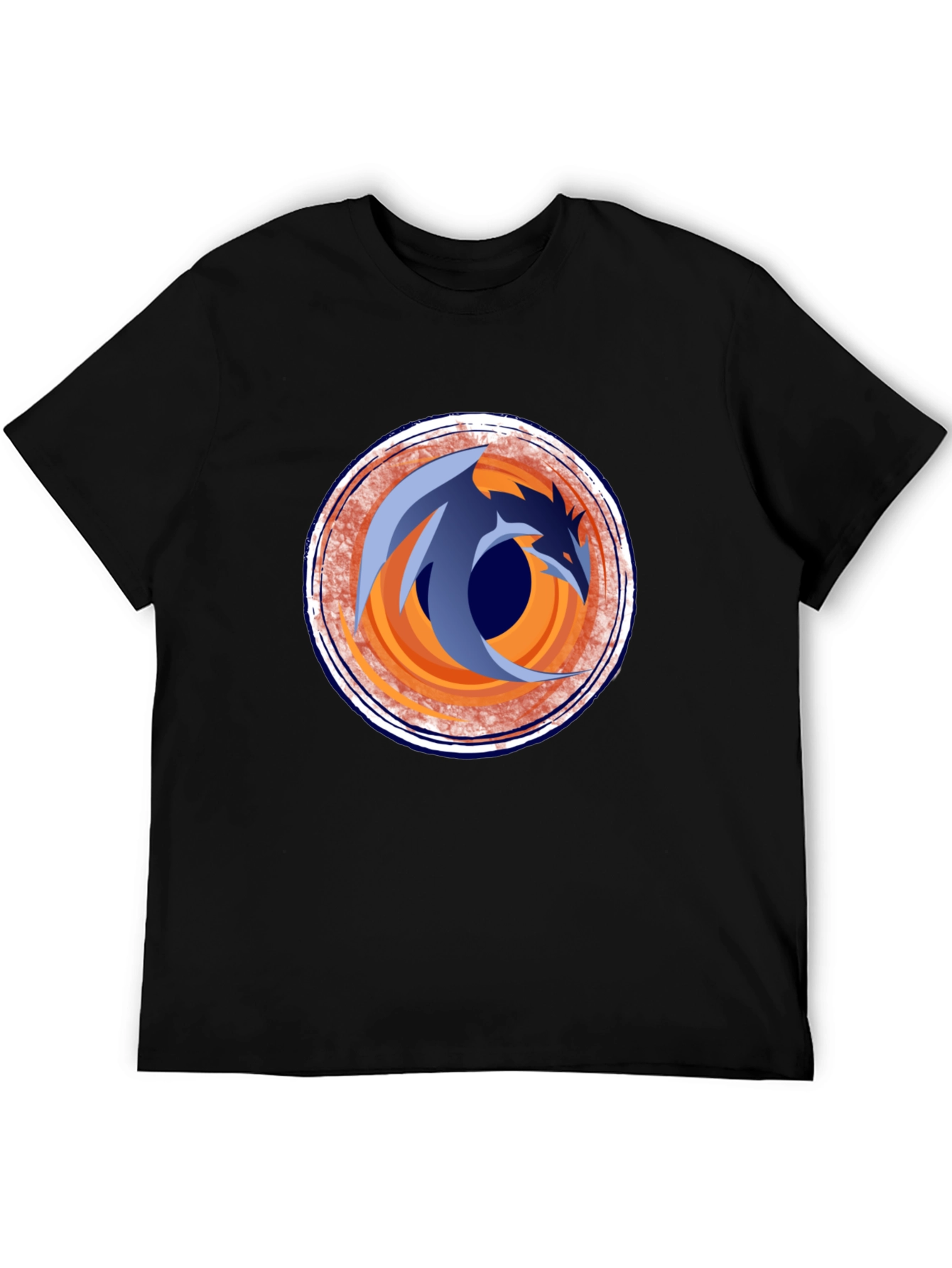 Dragon Circle Graphic Tee - Stylish Black Cotton T-Shirt