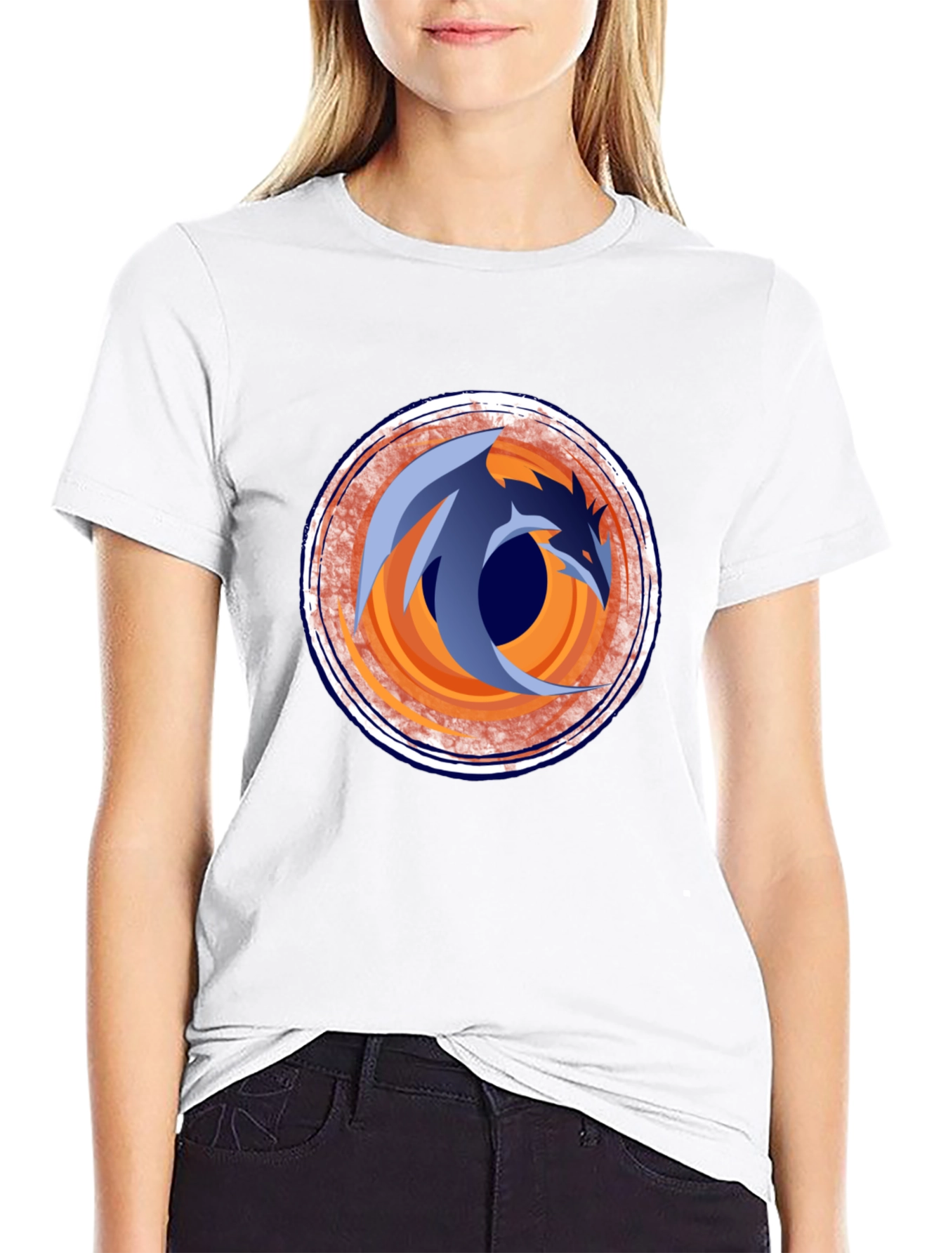 Dragon Circle Graphic Tee - Stylish Black Cotton T-Shirt