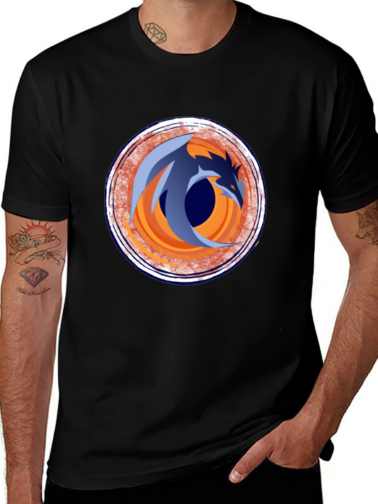 Dragon Circle Graphic Tee - Stylish Black Cotton T-Shirt