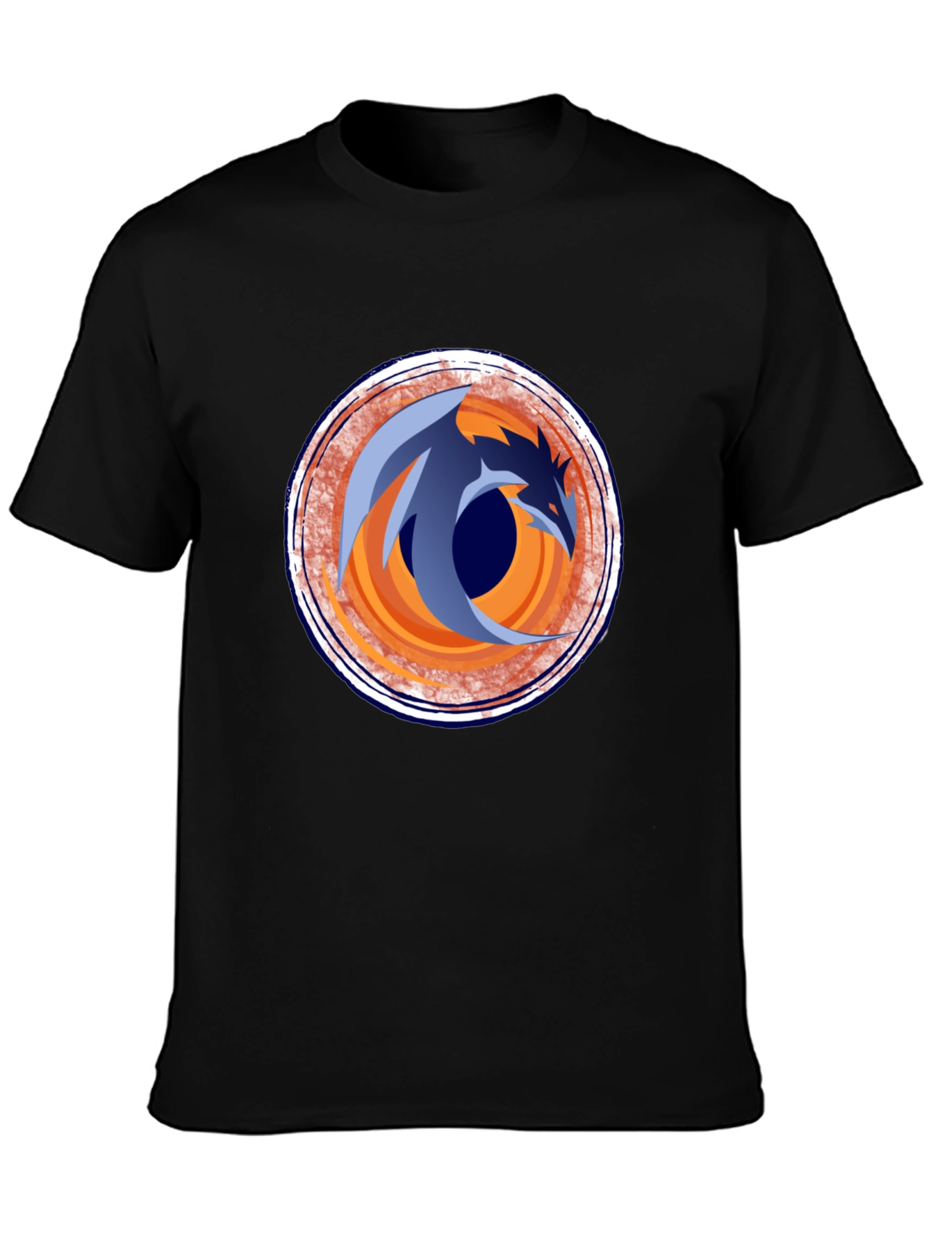 Dragon Circle Graphic Tee - Stylish Black Cotton T-Shirt