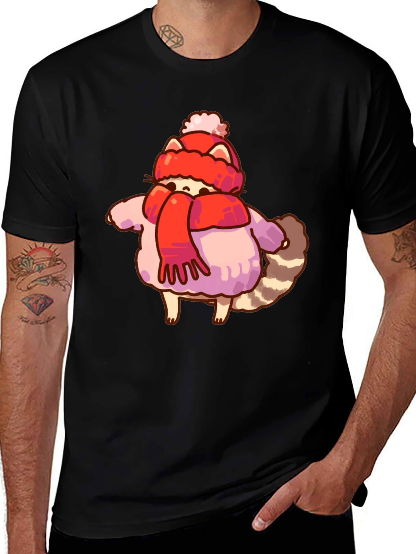 Winter Raccoon Graphic T-Shirt