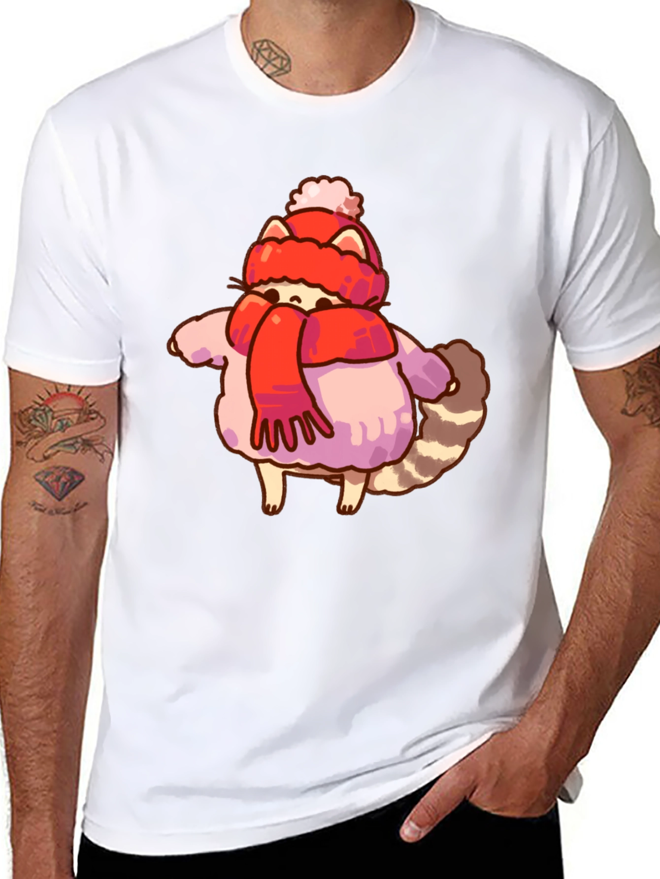 Winter Raccoon Graphic T-Shirt
