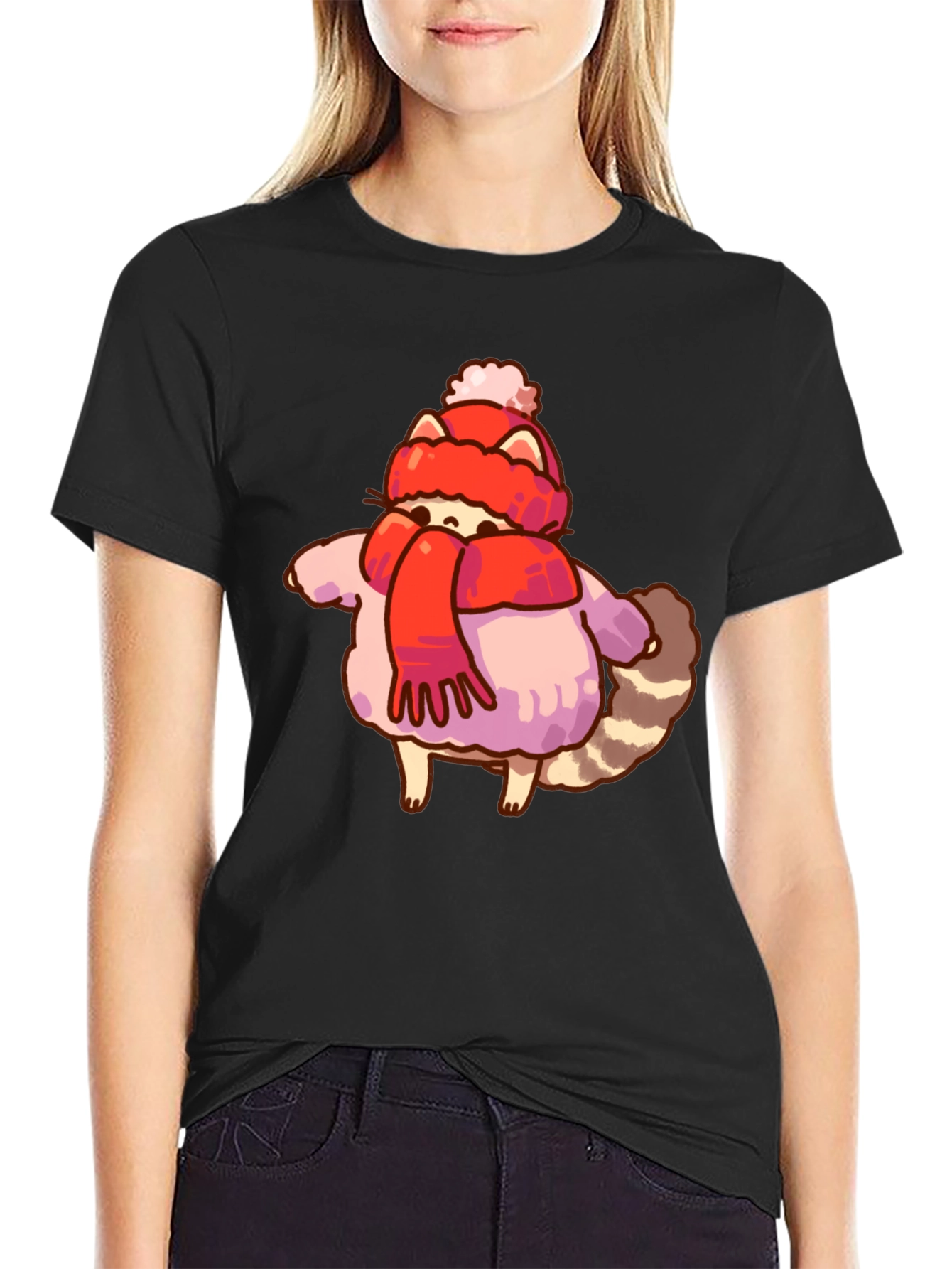 Winter Raccoon Graphic T-Shirt