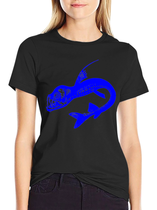 Blue Fish Graphic Black T-Shirt