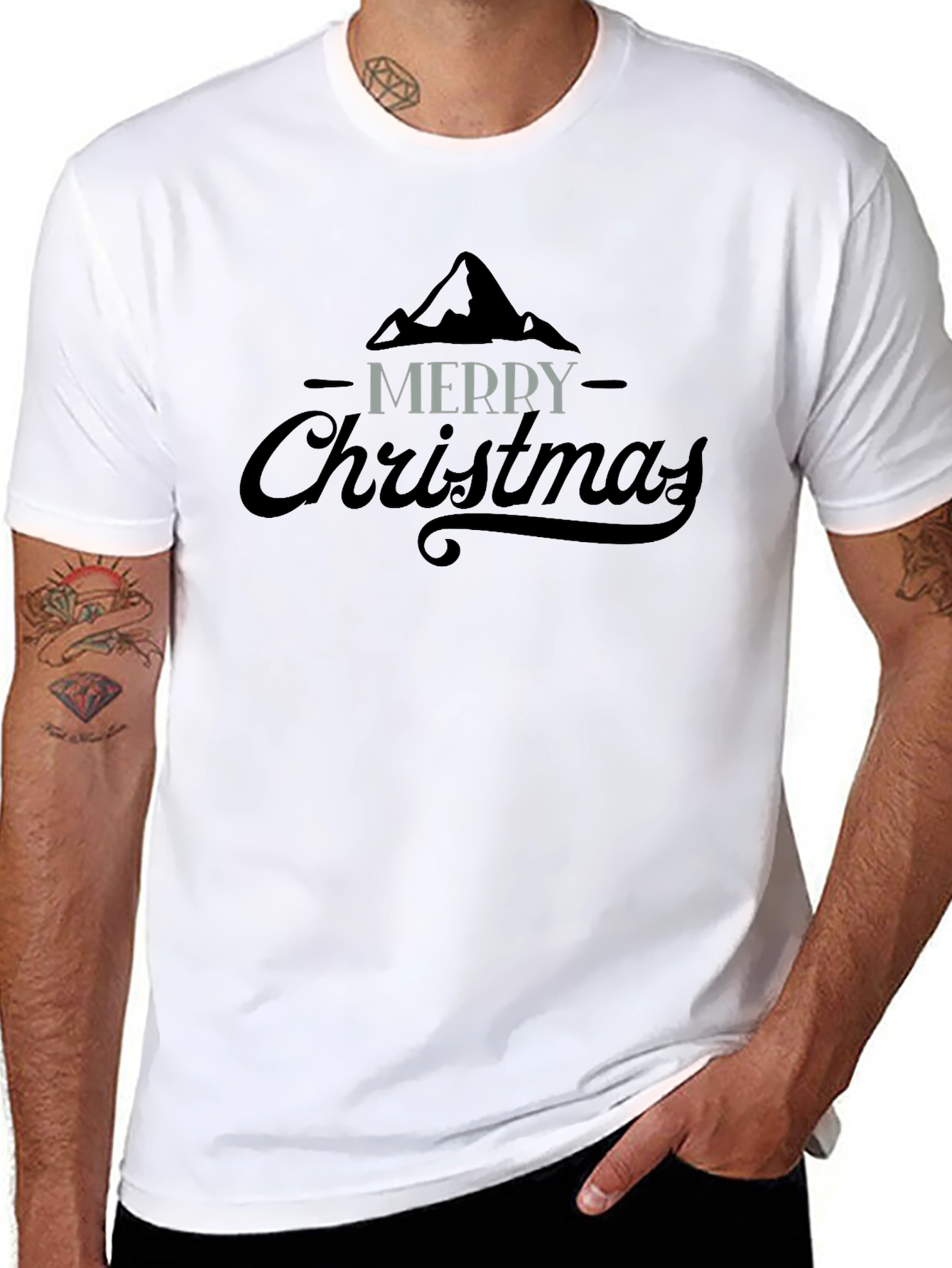 Merry Christmas Graphic Tee - Black Cotton Blend