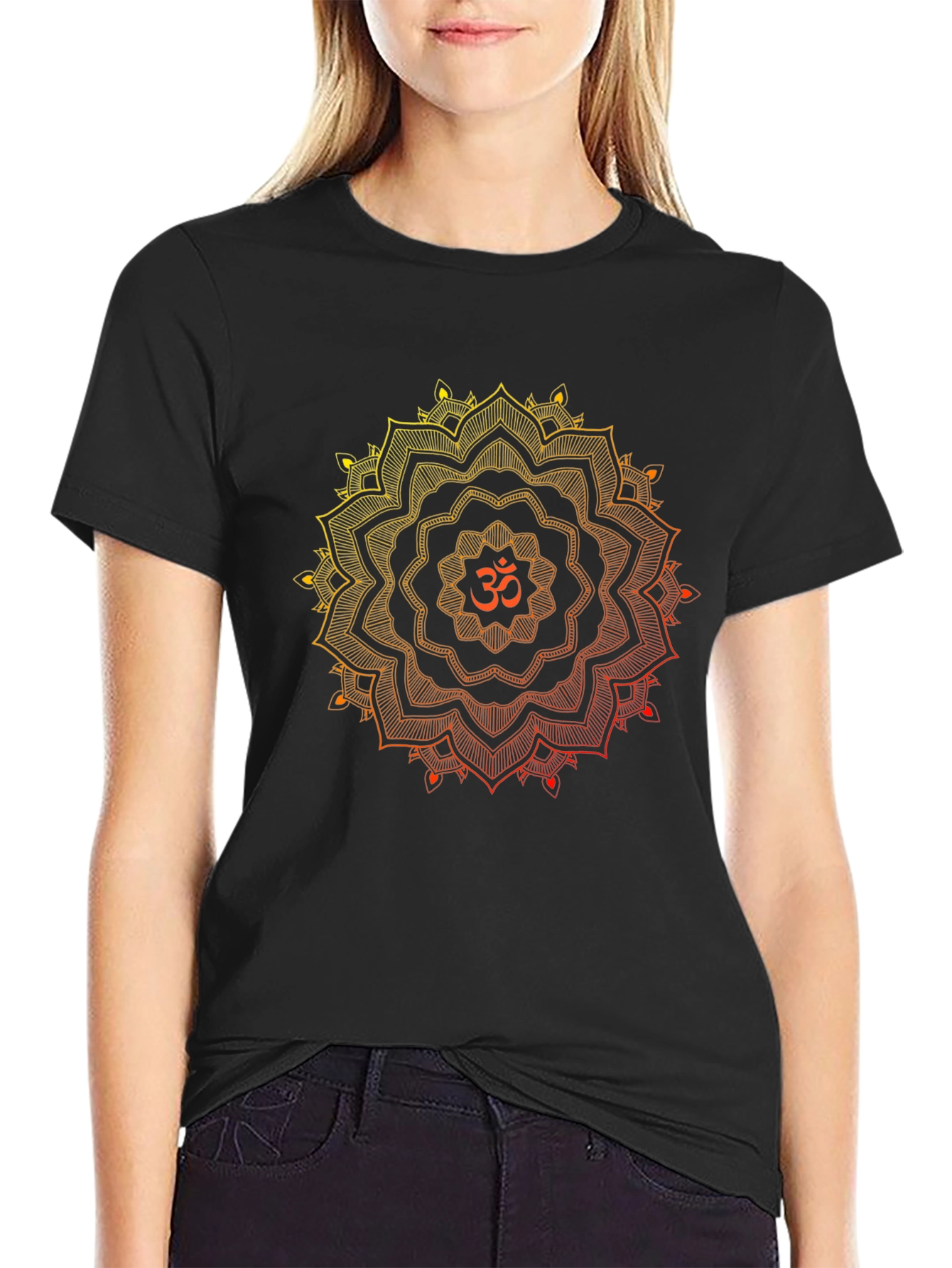 Om Mandala Graphic Black T-Shirt