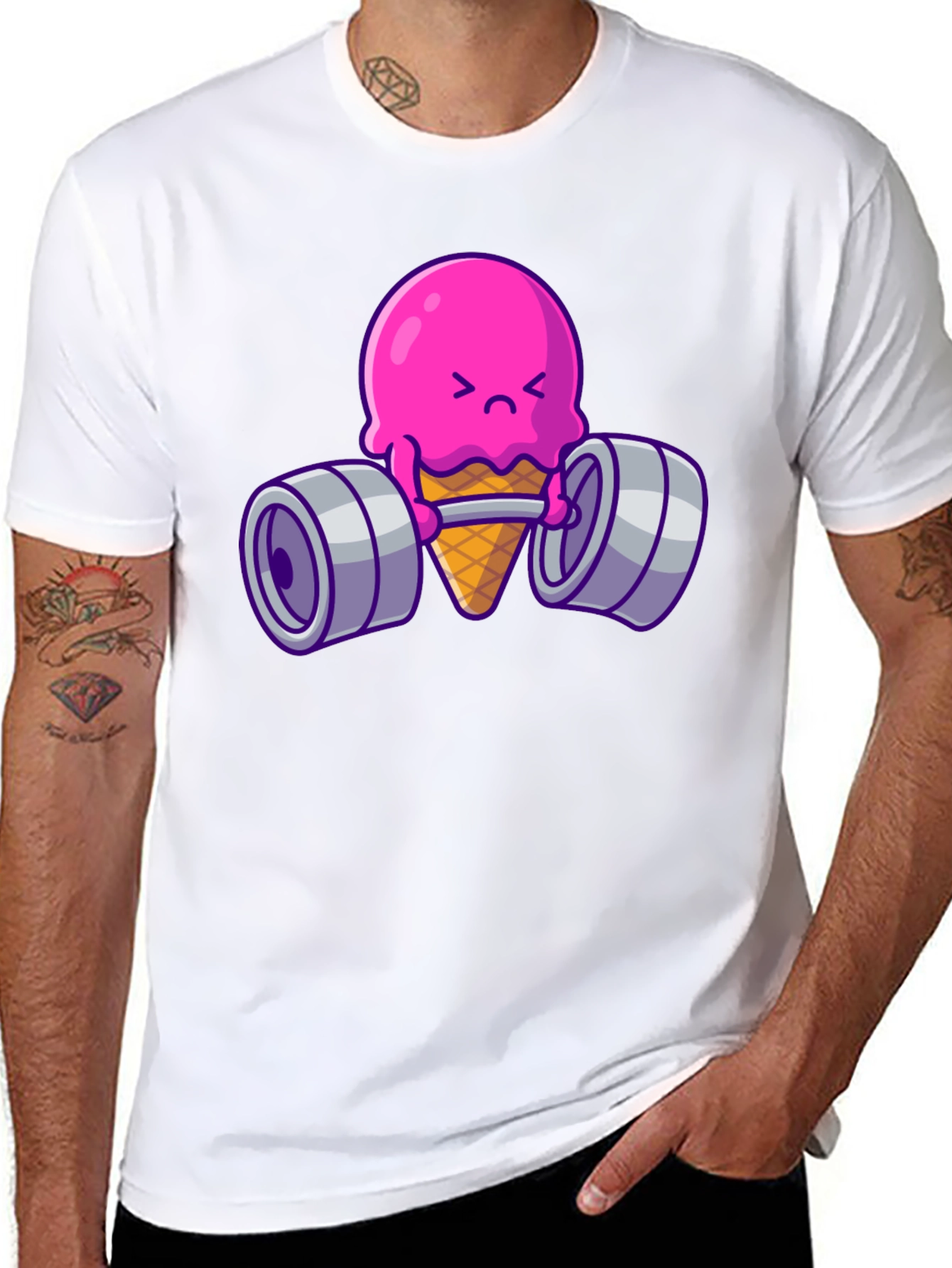 Funny Ice Cream Lifting Weights T-Shirt