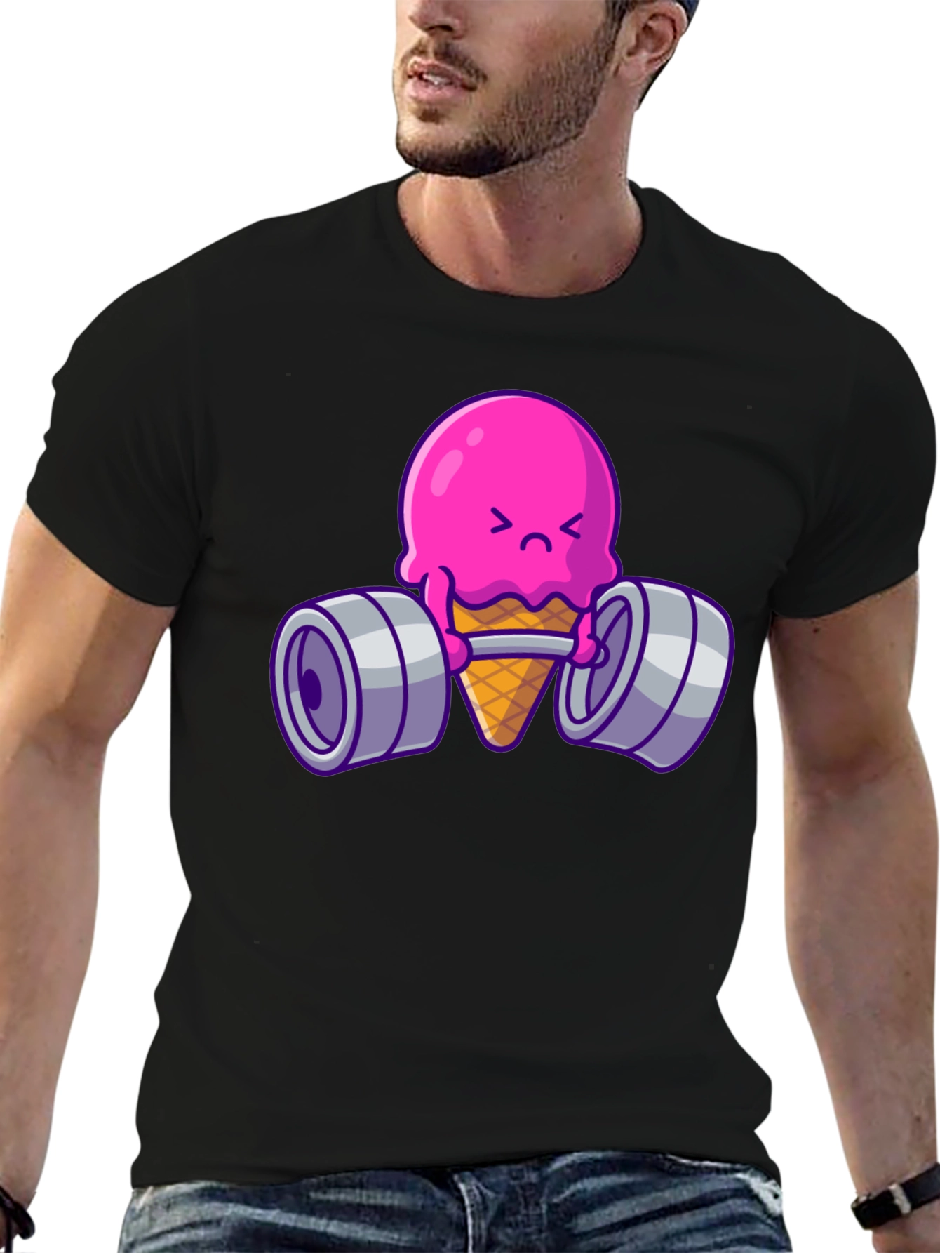Funny Ice Cream Lifting Weights T-Shirt