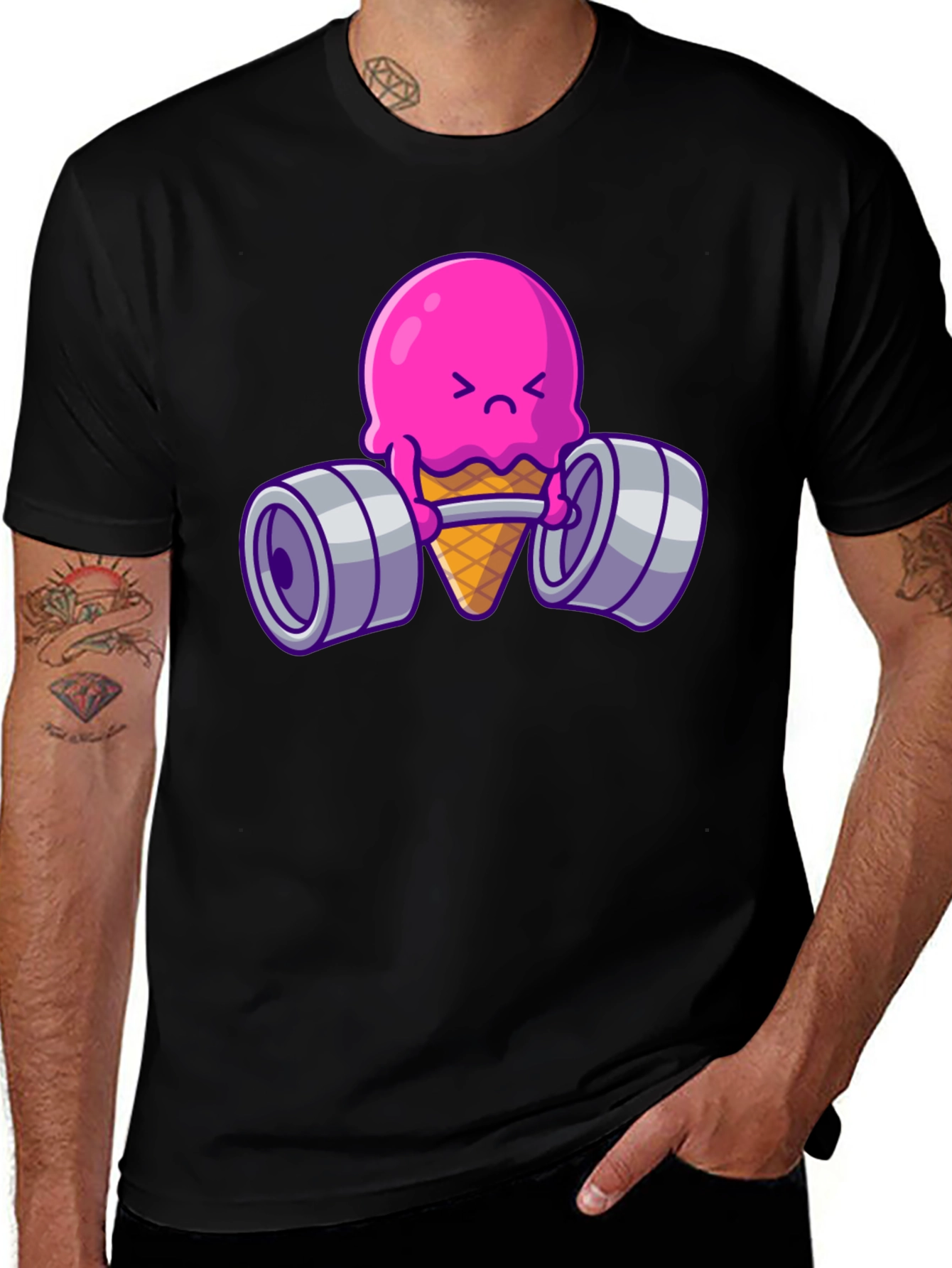 Funny Ice Cream Lifting Weights T-Shirt