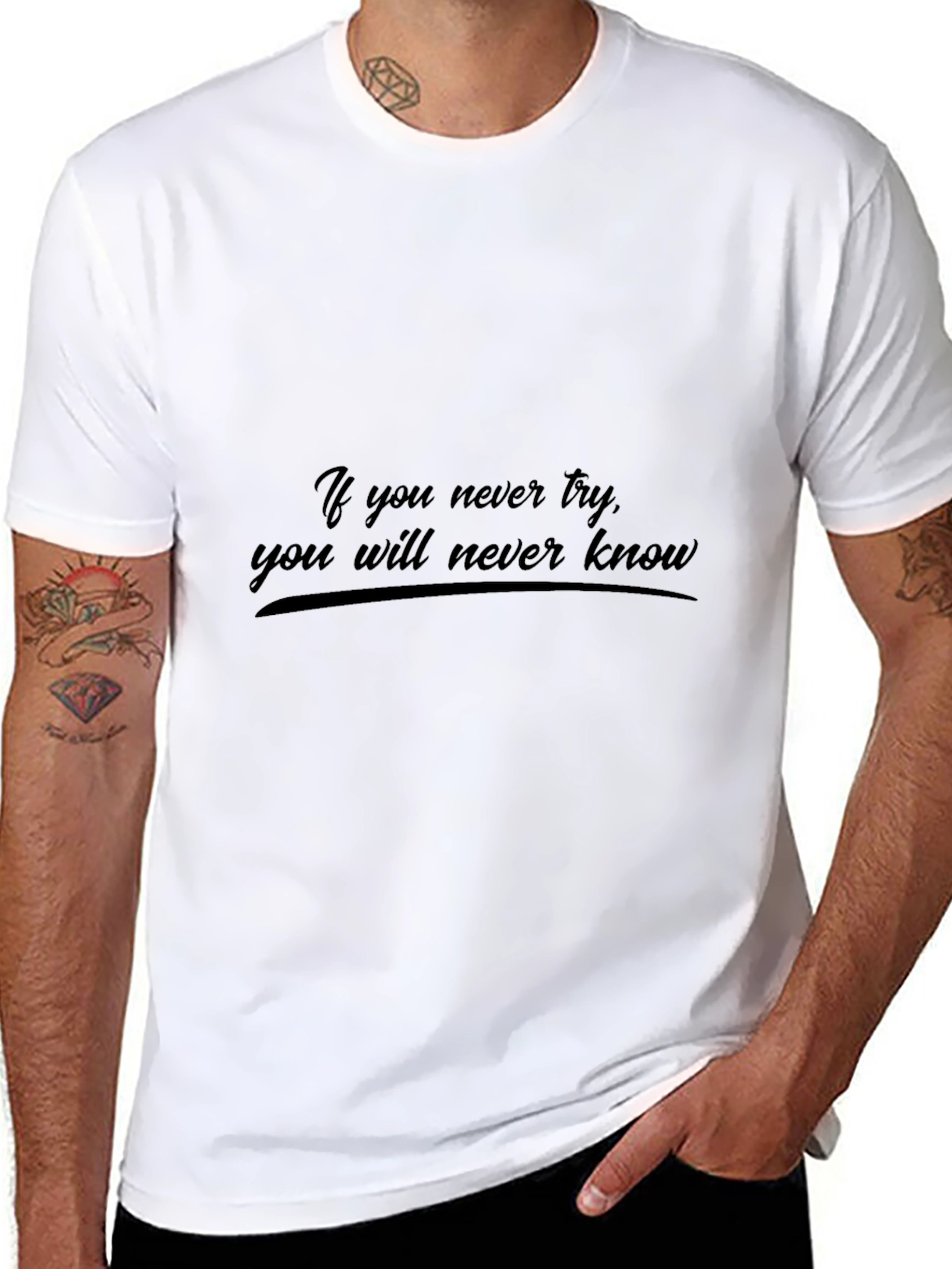 Motivational Black T-Shirt: If You Never Try