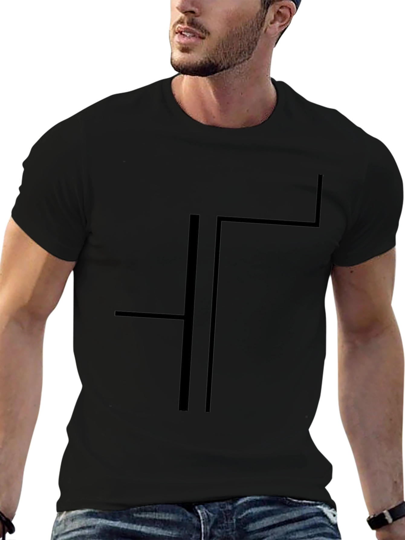 Modern Geometric T-Shirt - Black