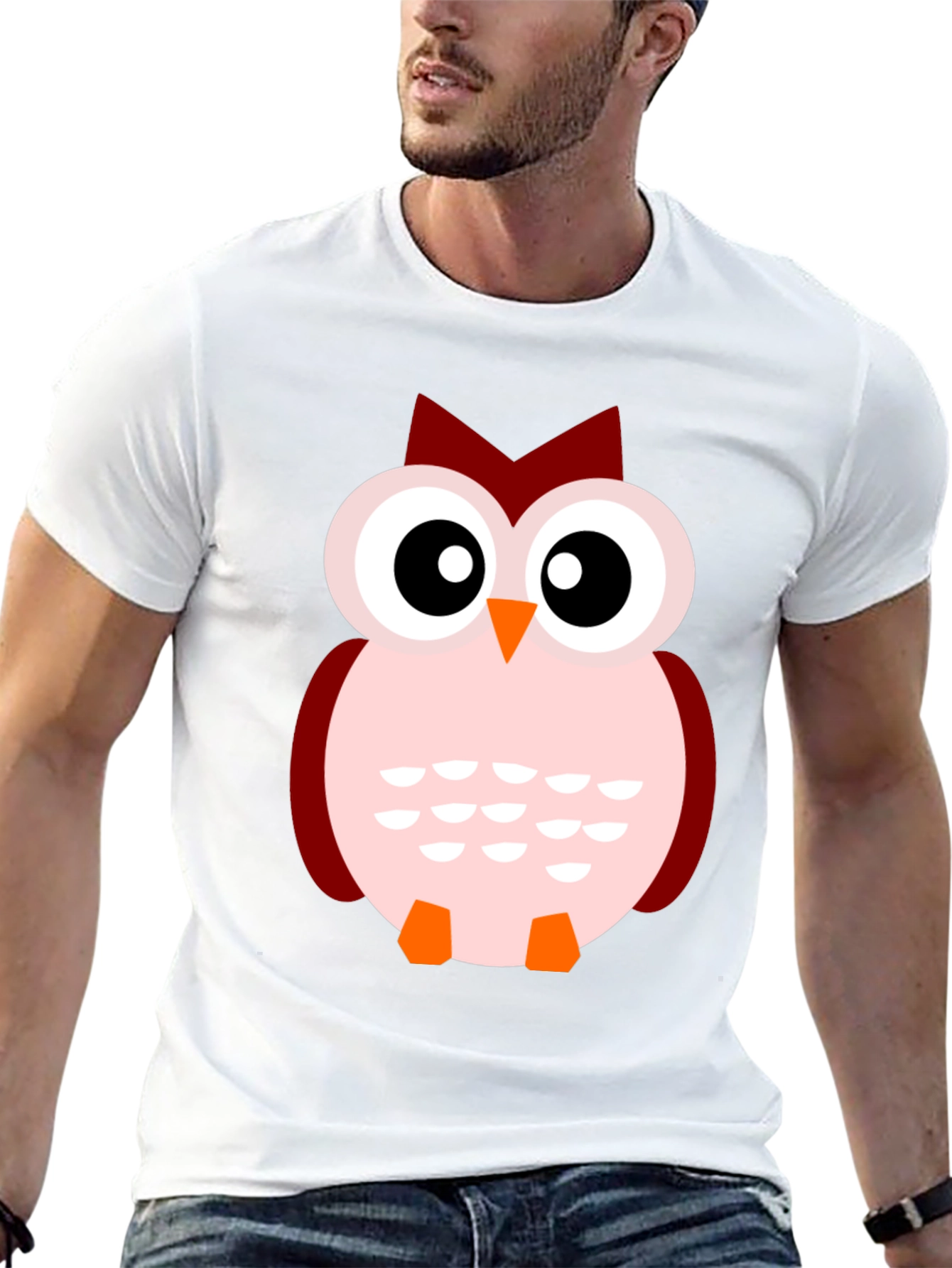 Cute Cartoon Owl Black T-Shirt