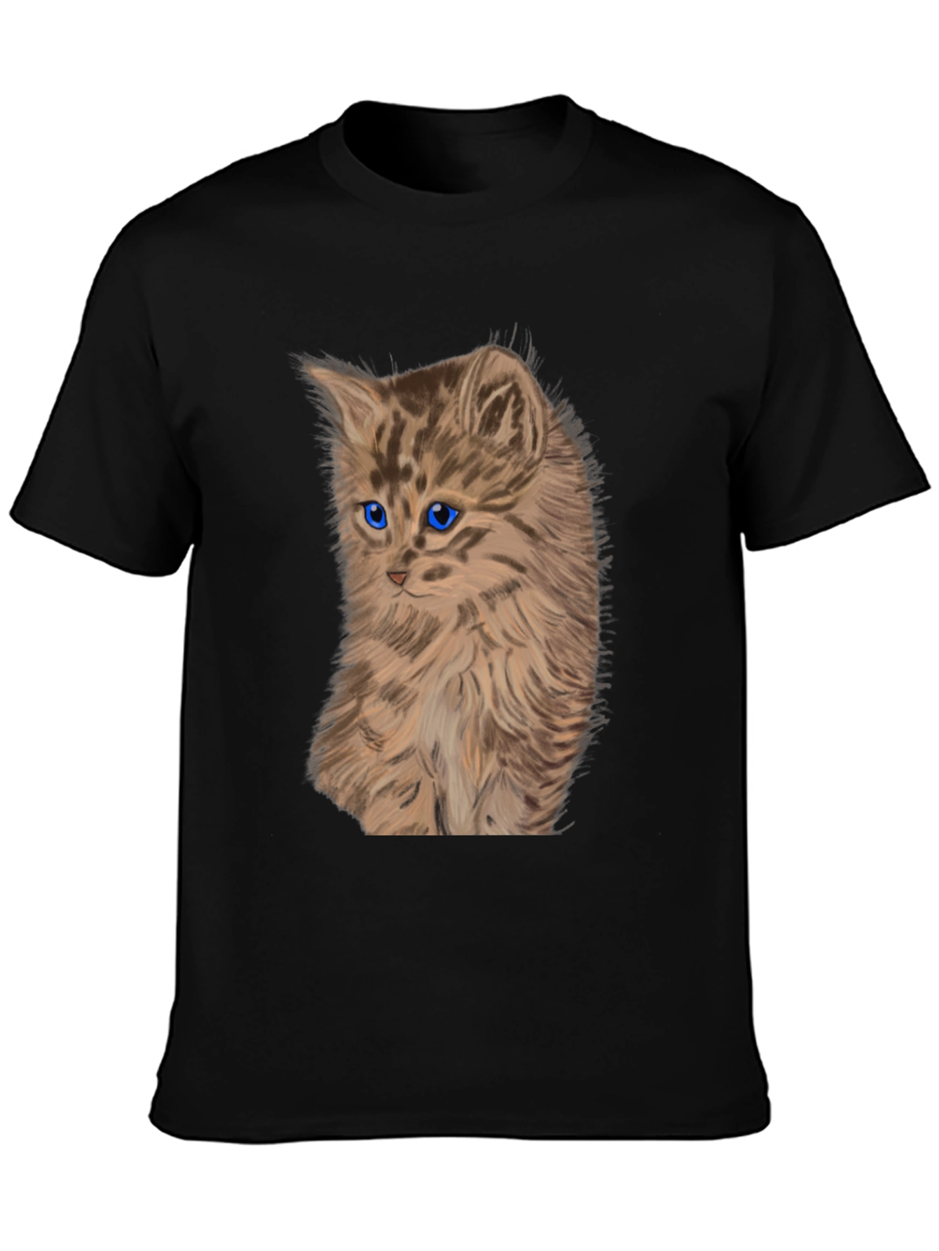 Kitten Graphic Tee - Black Cotton T-Shirt