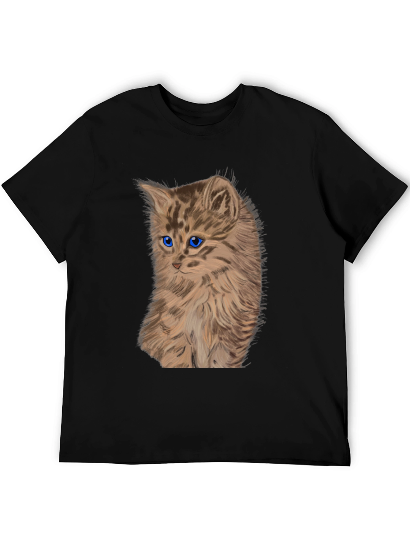 Kitten Graphic Tee - Black Cotton T-Shirt