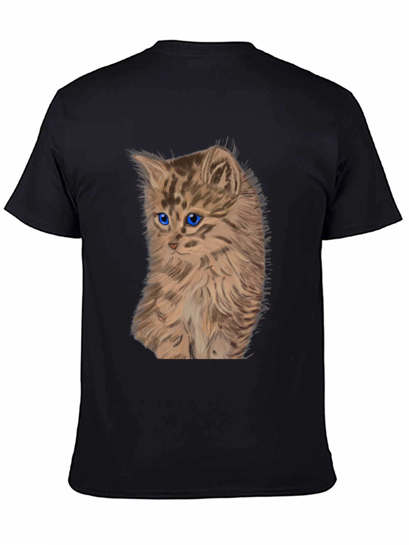 Kitten Graphic Tee - Black Cotton T-Shirt