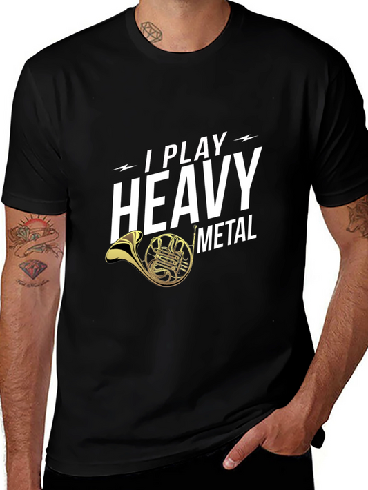 I Play Heavy Metal French Horn Black T-Shirt