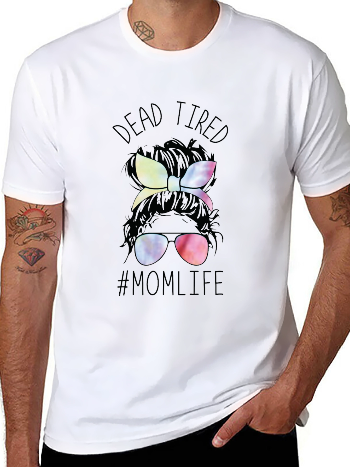 Dead Tired Mom Life T-Shirt - Messy Bun Tee