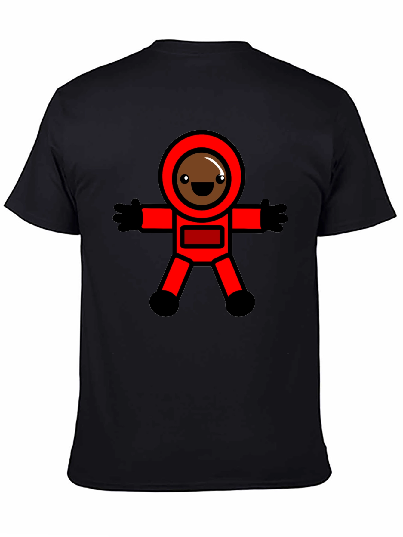 Fun Cartoon Astronaut Graphic Black T-Shirt