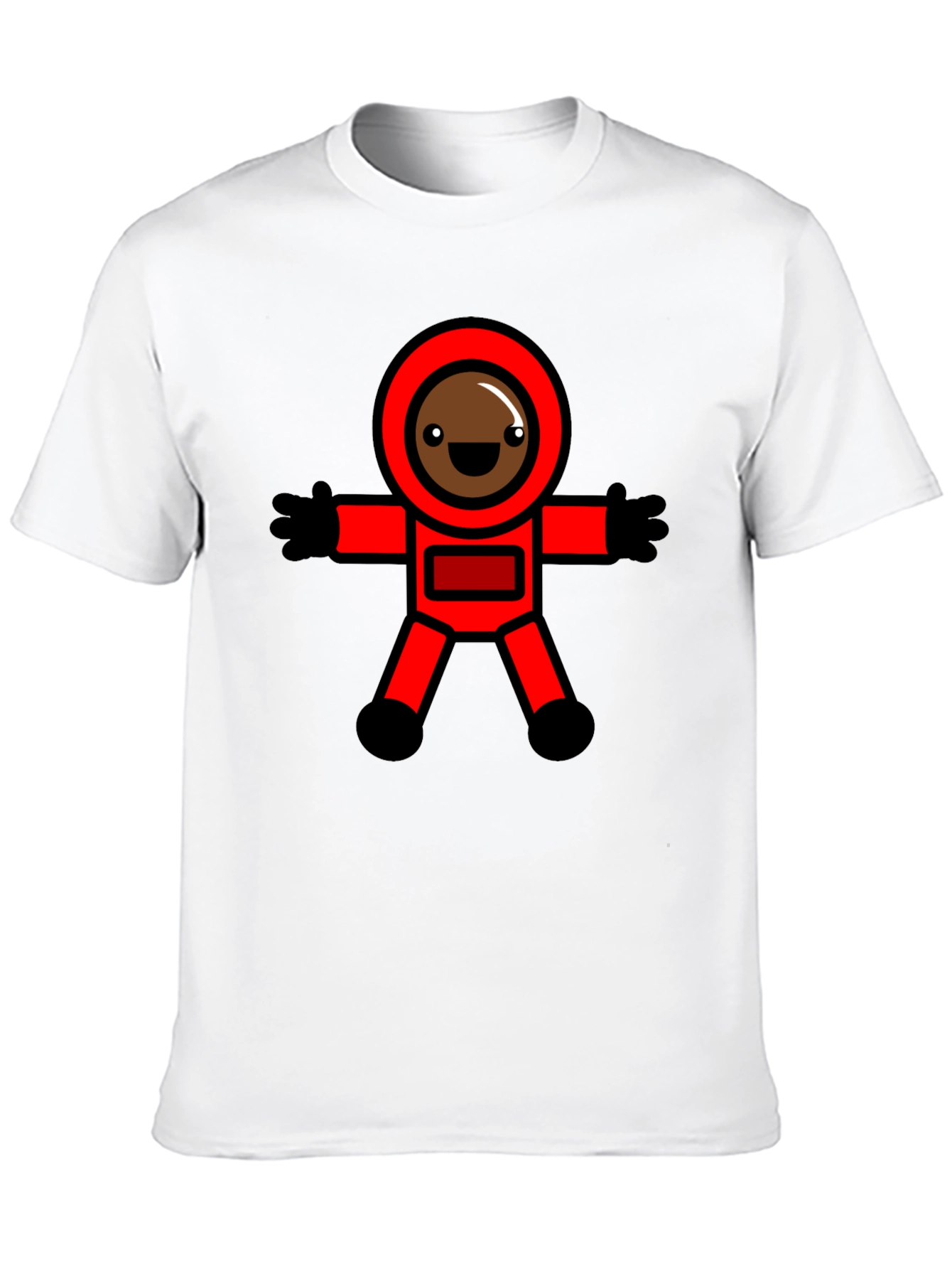 Fun Cartoon Astronaut Graphic Black T-Shirt