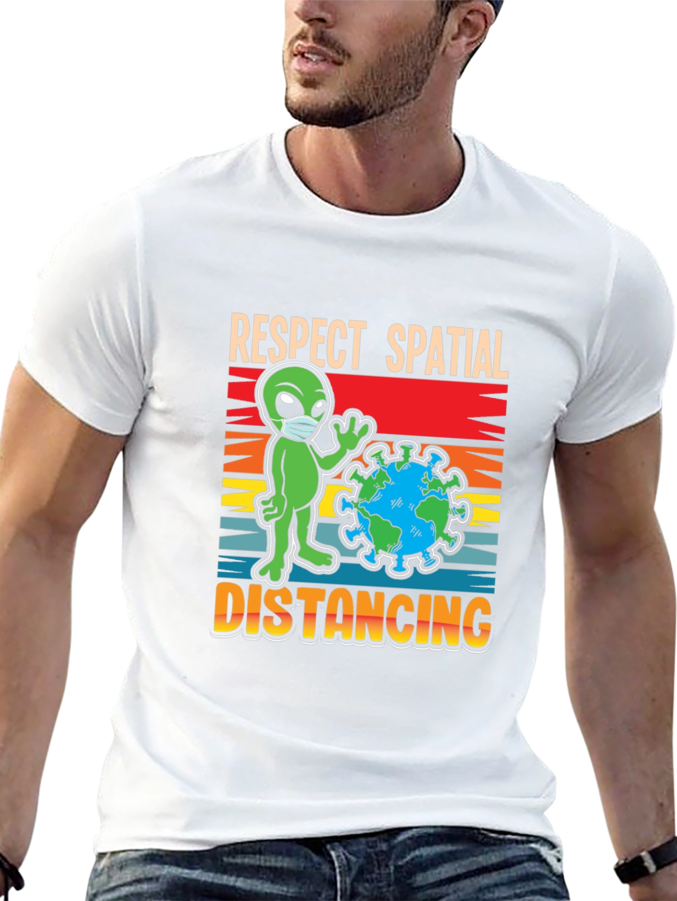 Respect Spatial Distancing T-Shirt Alien Earth Graphic Tee