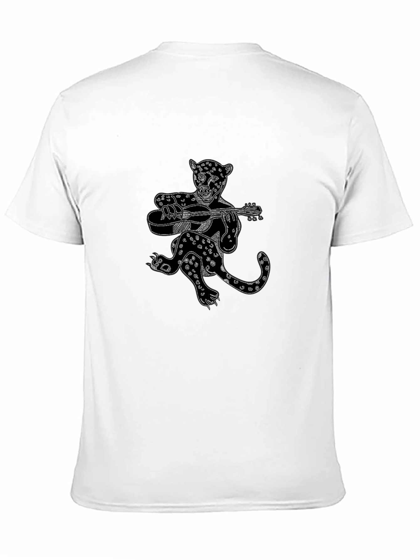 Black Graphic Tee - Leopard Guitar Player