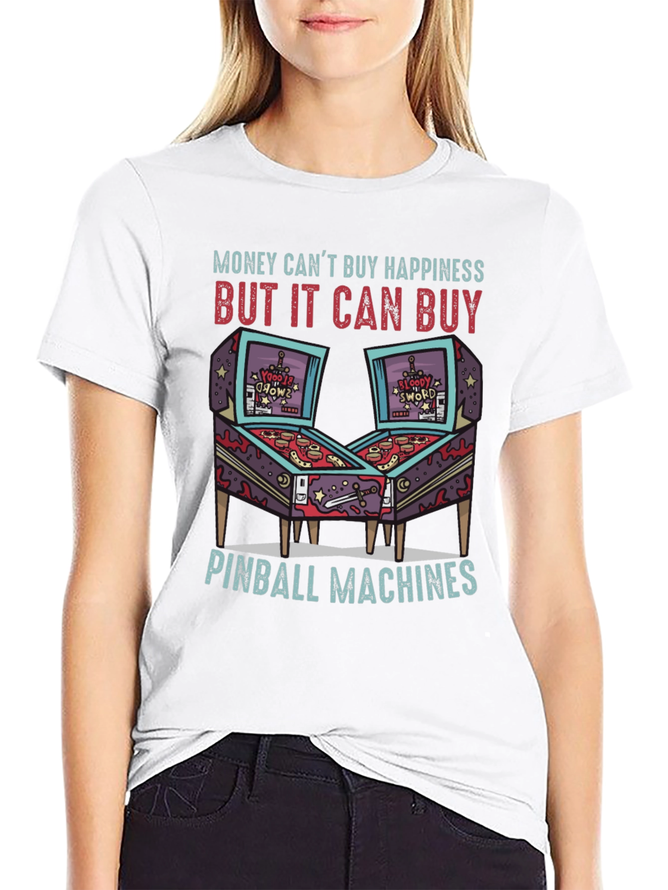 Pinball Machine T-Shirt: Money Cant Buy Happiness