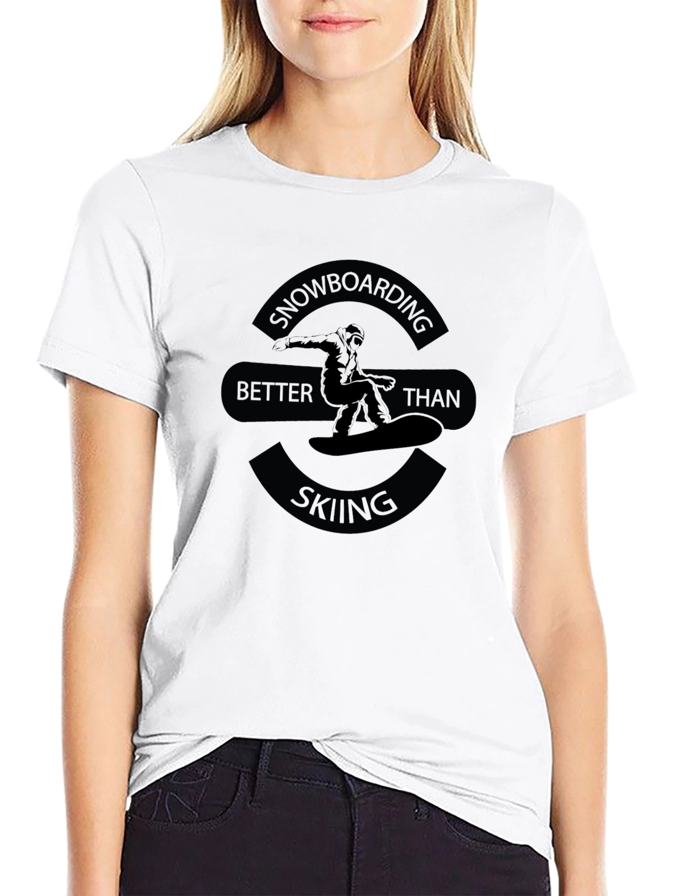 Snowboarding Better Than Skiing Black T-Shirt